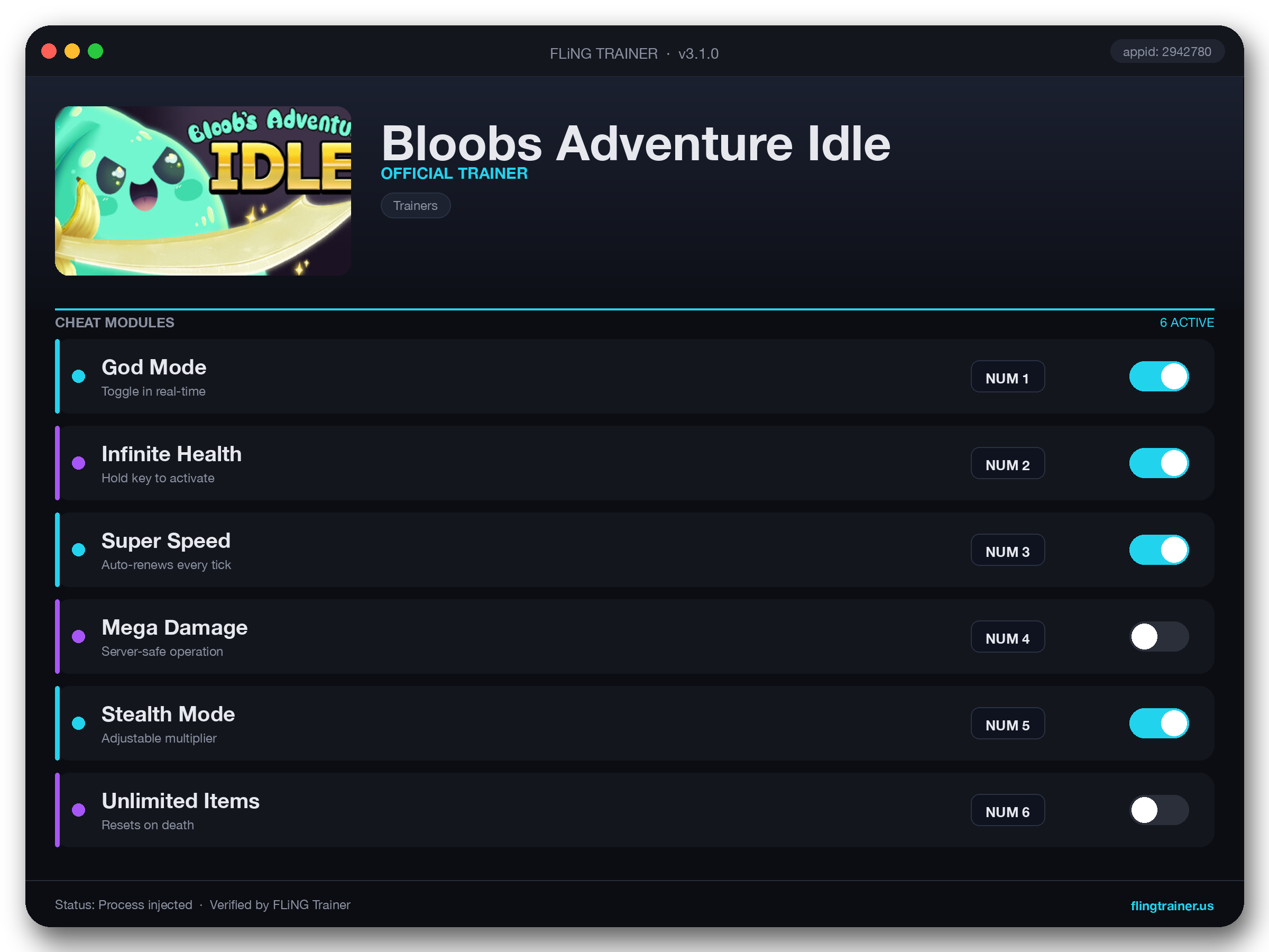 Bloobs Adventure Idle Trainer interface