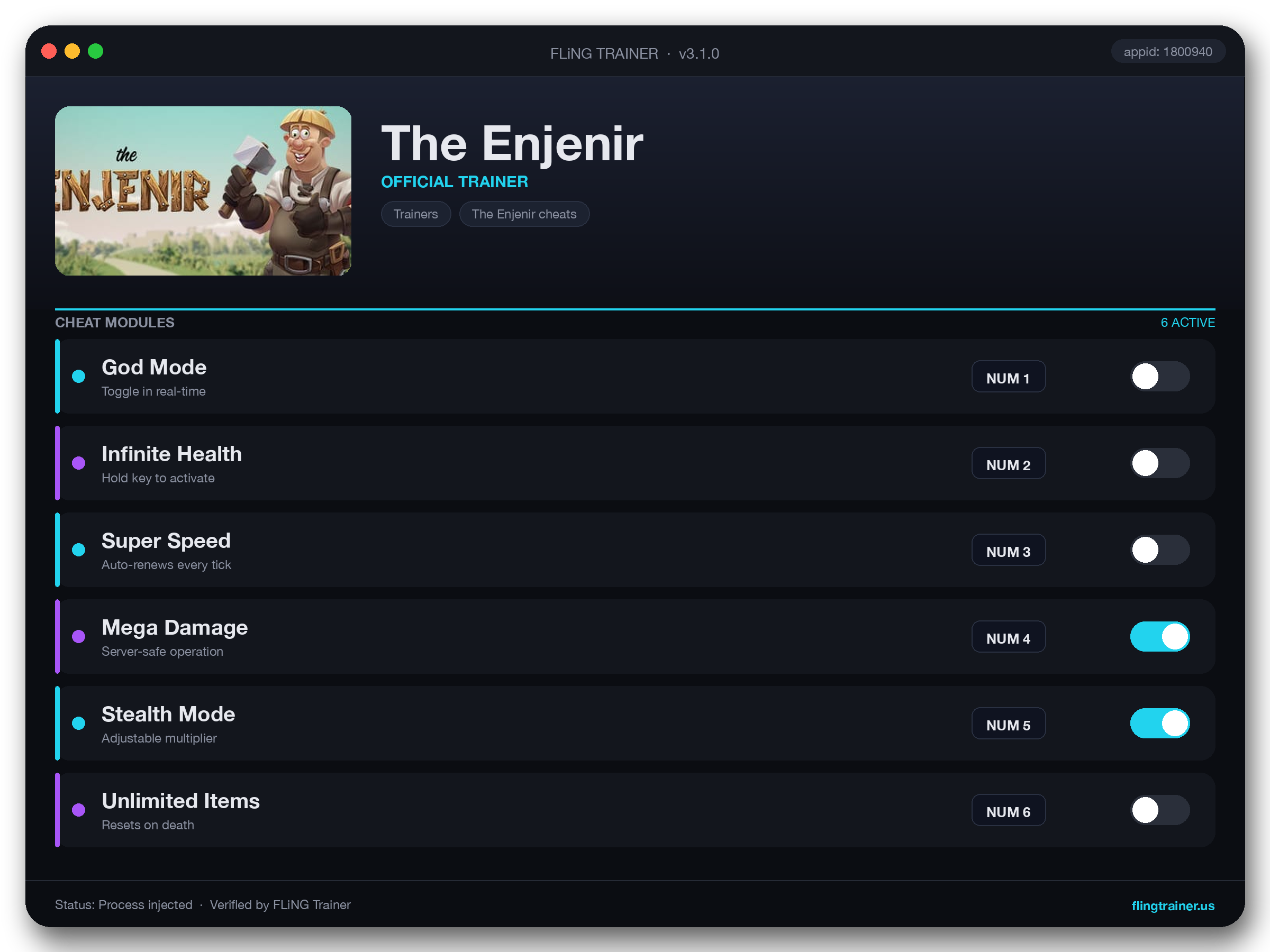 The Enjenir Trainer interface