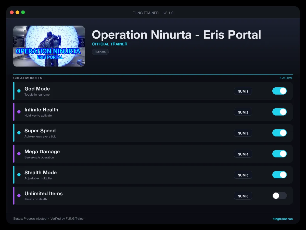 Operation Ninurta - Eris Portal Trainer interface