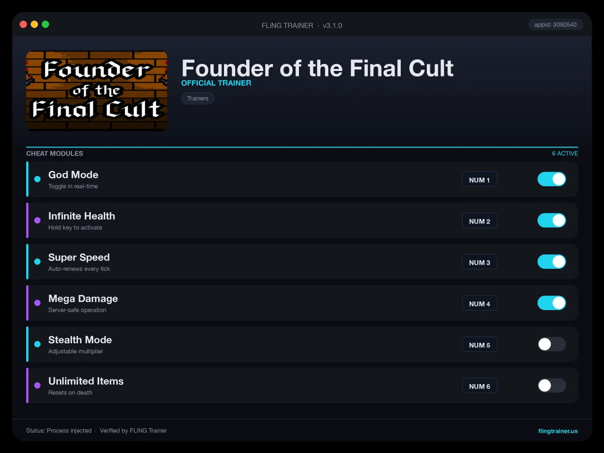 Founder of the Final Cult Trainer interface
