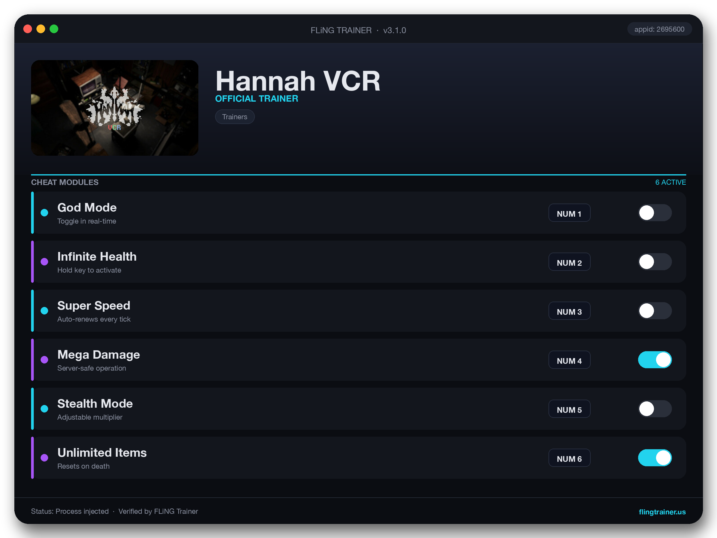 Hannah VCR Trainer interface