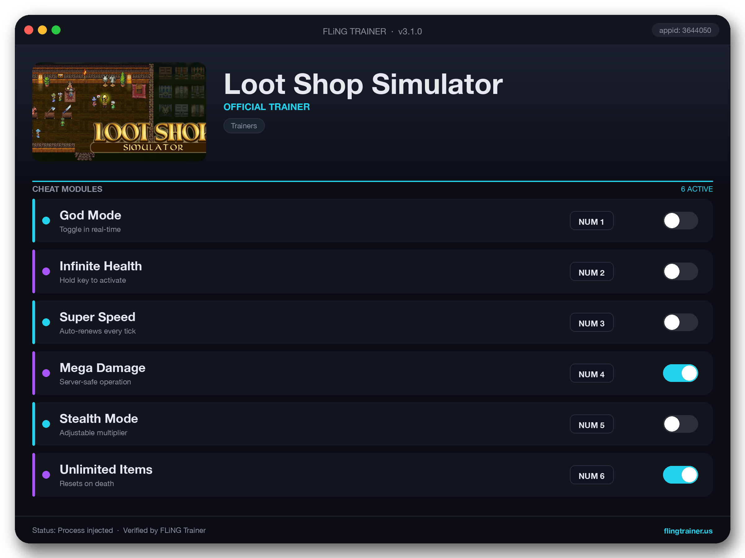 Loot Shop Simulator Trainer interface