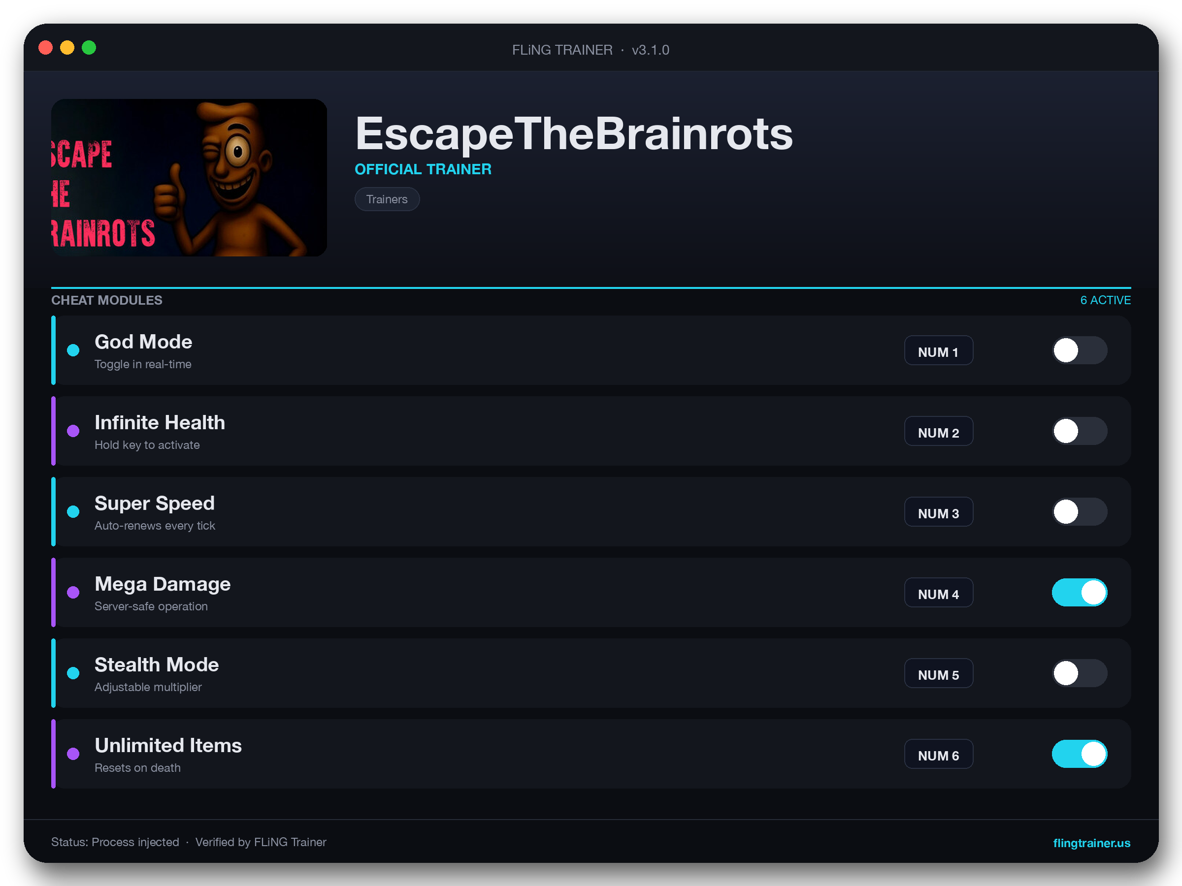 EscapeTheBrainrots Trainer interface