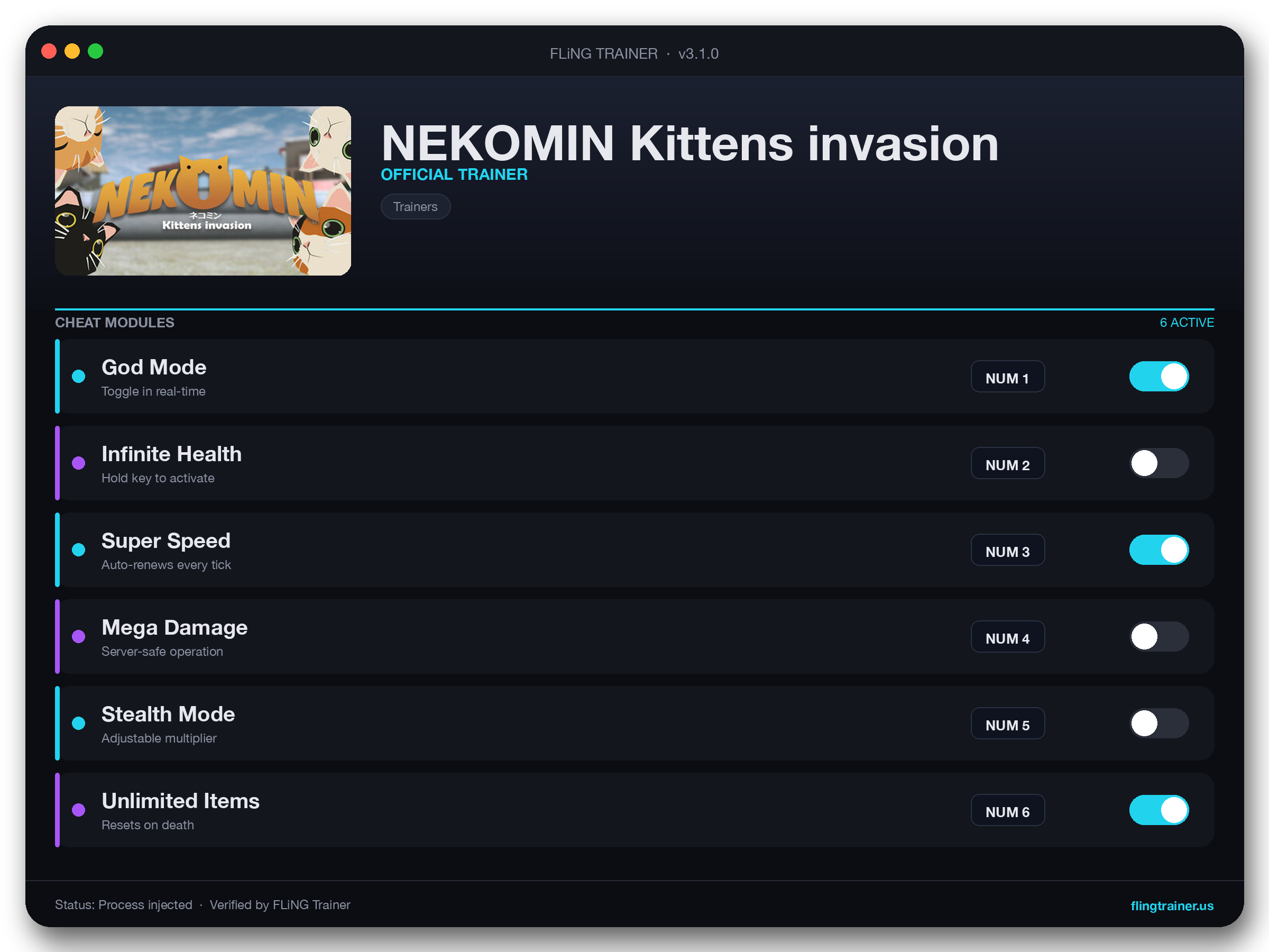 NEKOMIN Kittens invasion Trainer interface