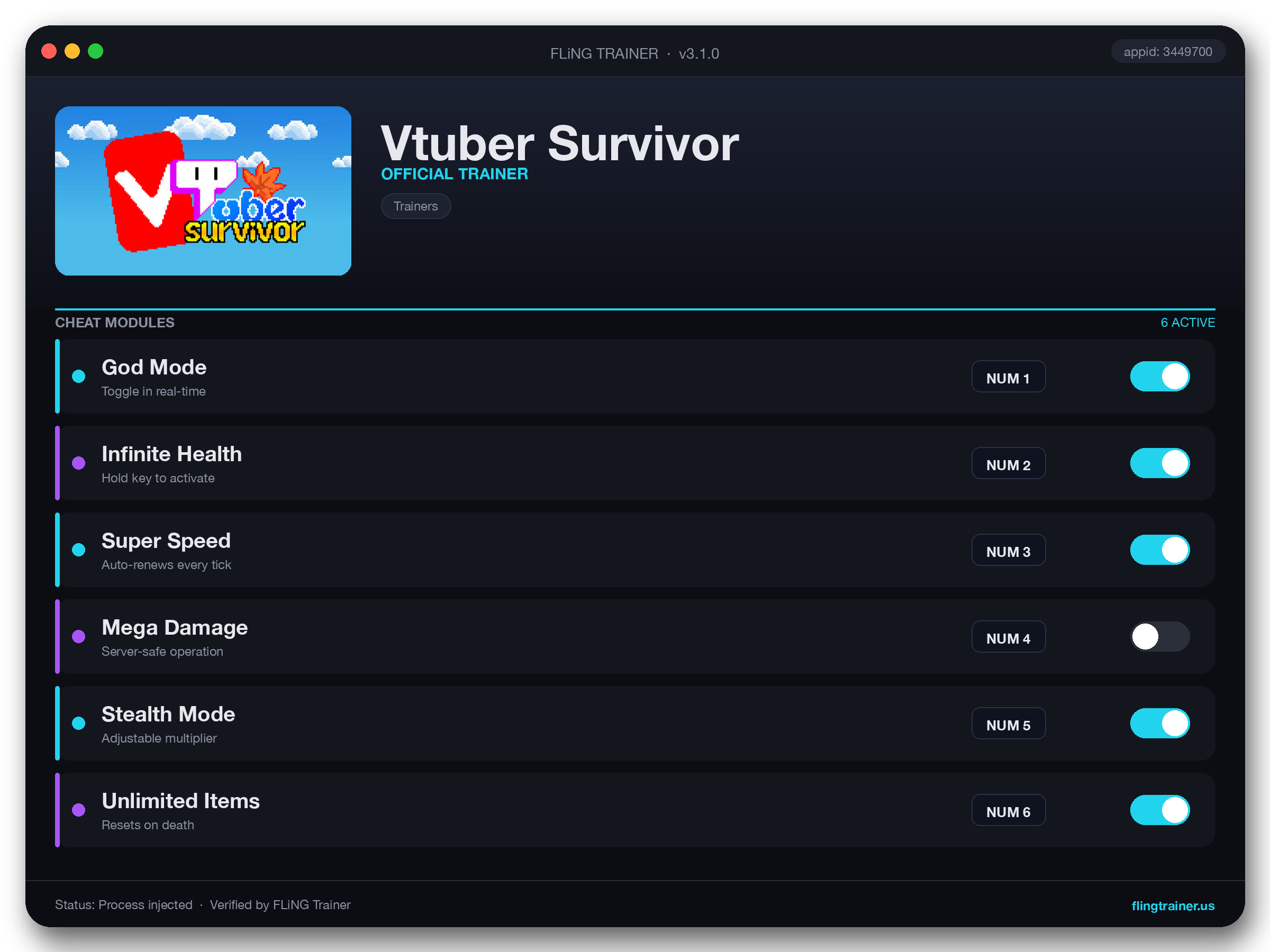 Vtuber Survivor Trainer interface