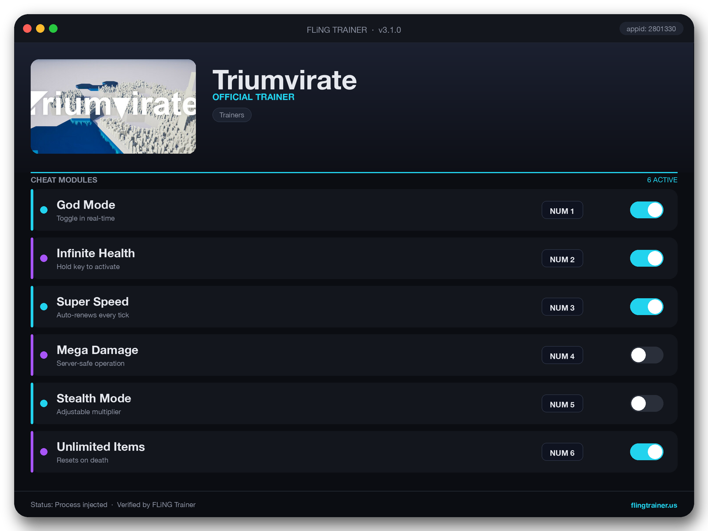 Triumvirate Trainer interface