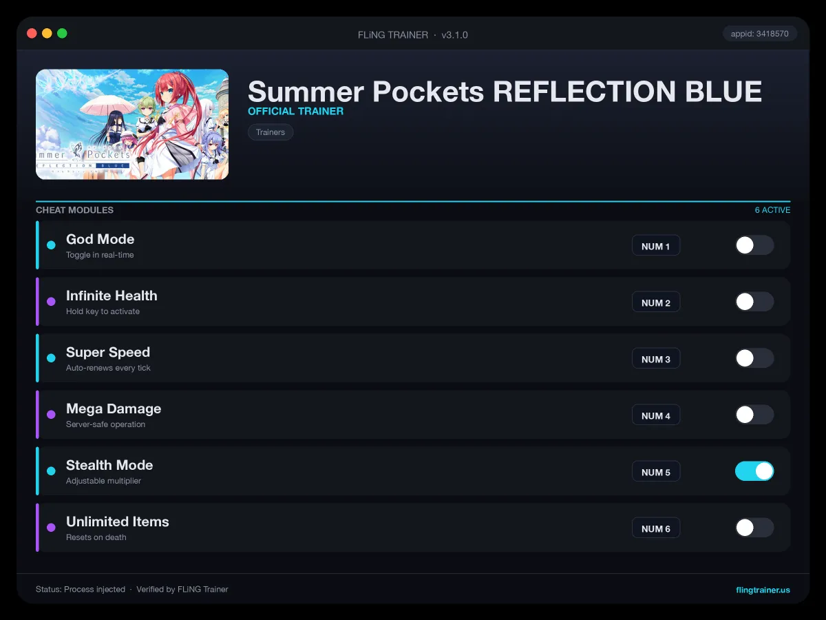 Summer Pockets REFLECTION BLUE Trainer interface