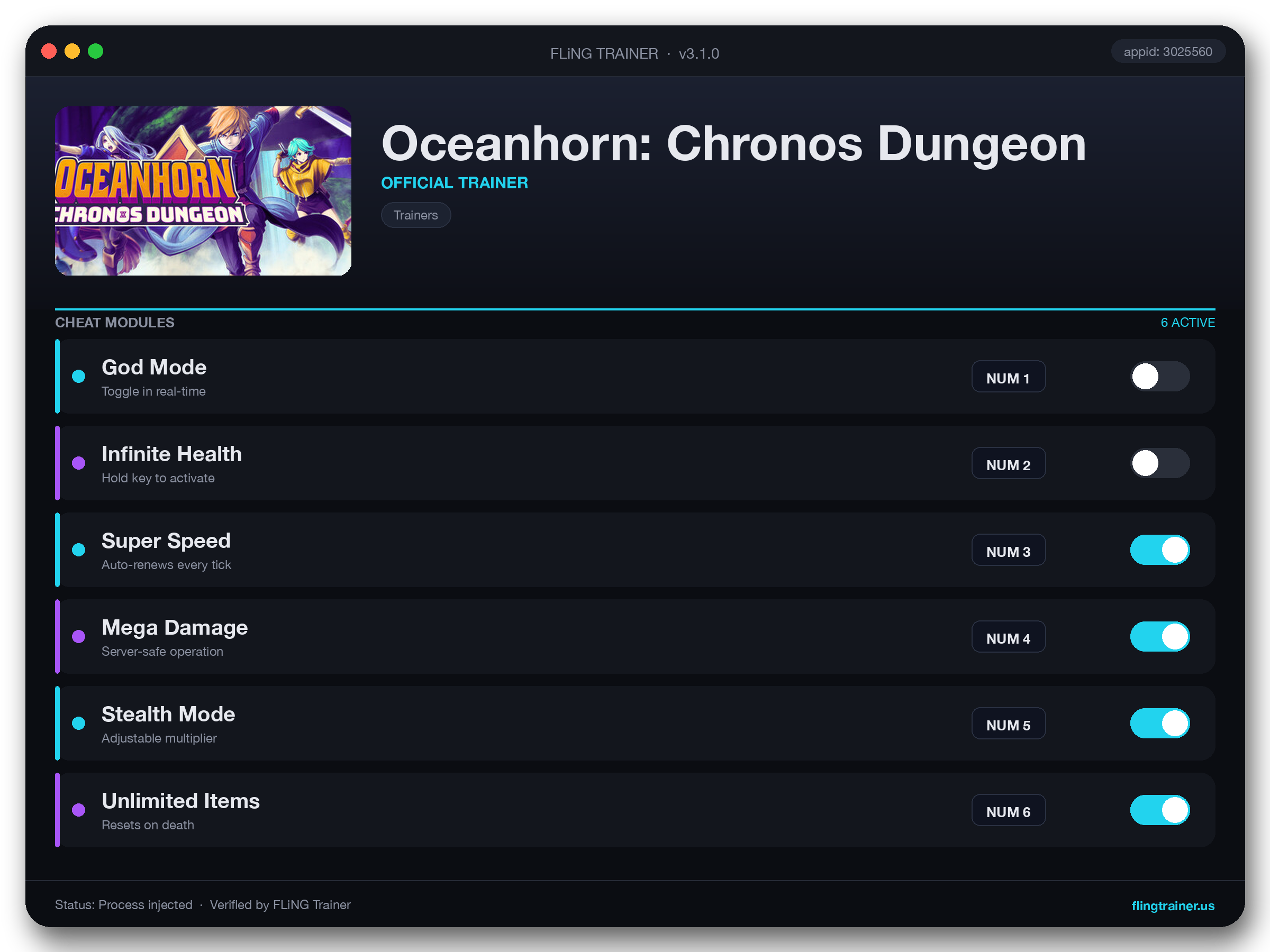 Oceanhorn: Chronos Dungeon Trainer interface