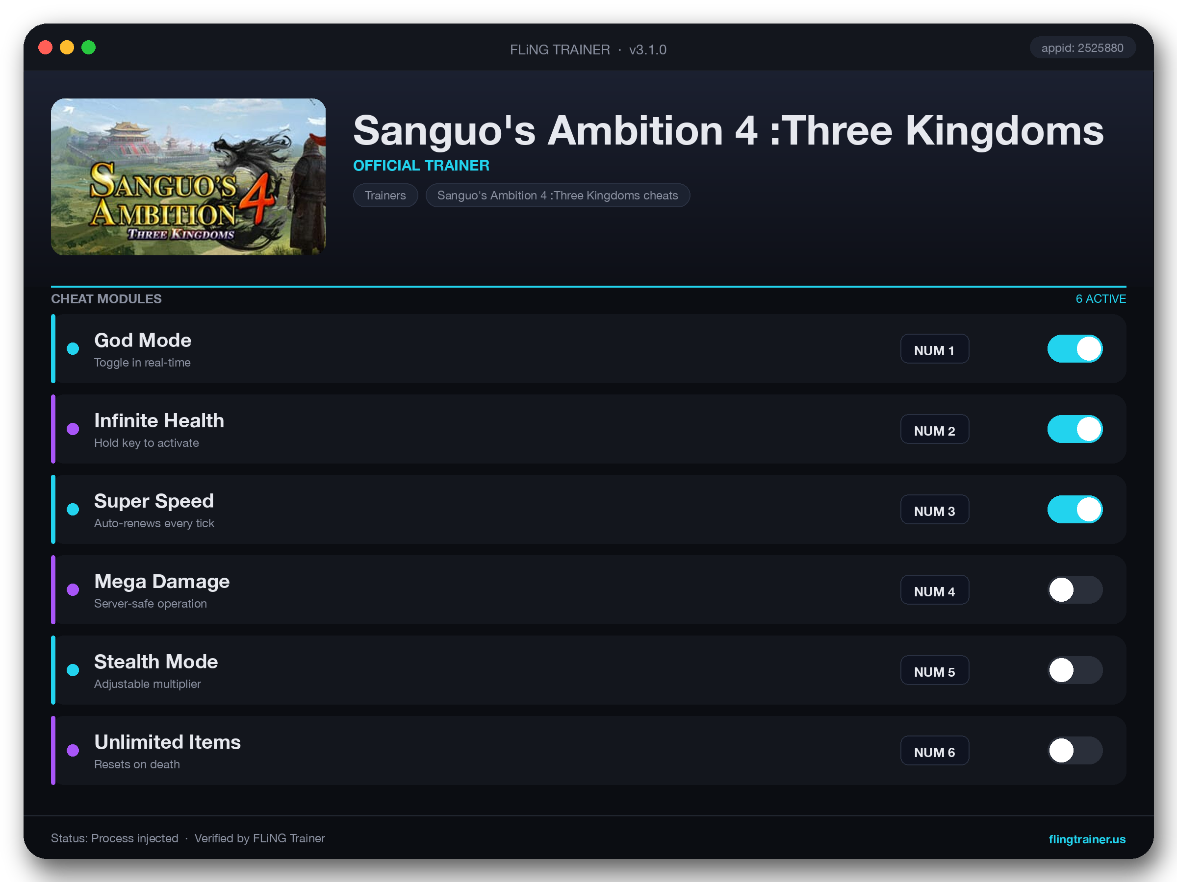 Sanguo's Ambition 4 :Three Kingdoms Trainer interface