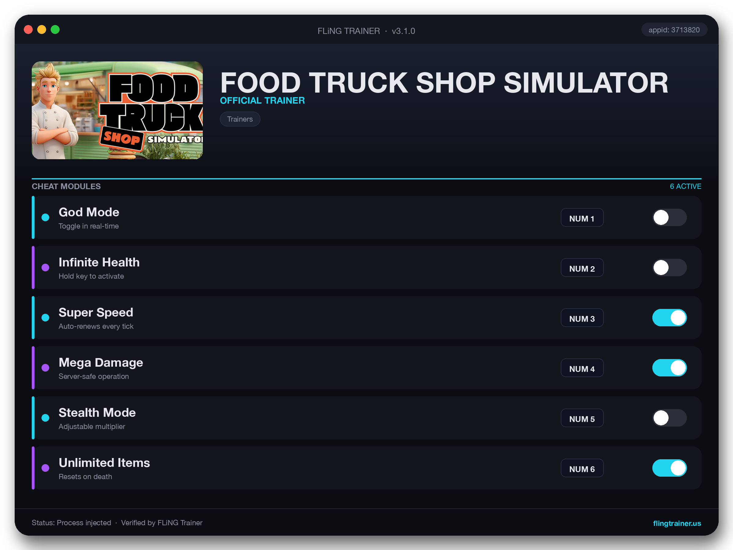 FOOD TRUCK SHOP SIMULATOR Trainer interface