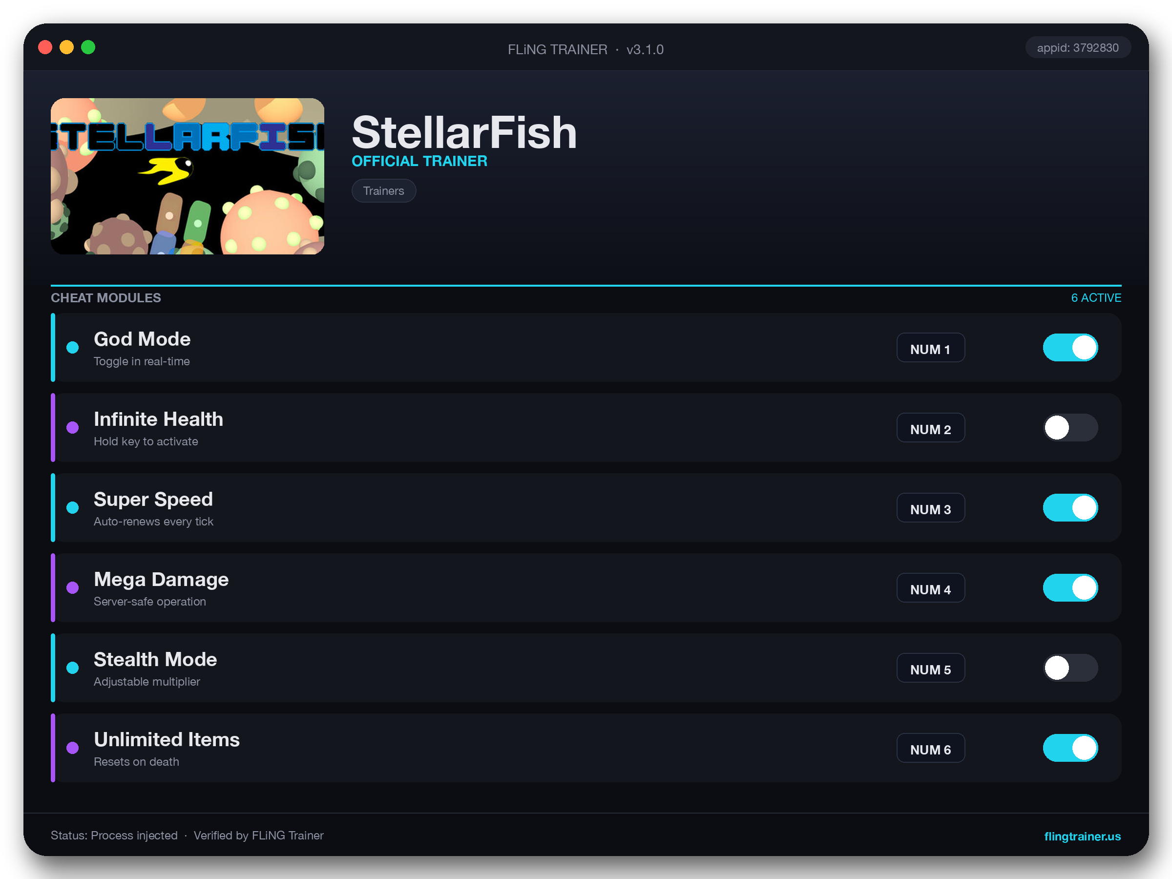 StellarFish Trainer interface