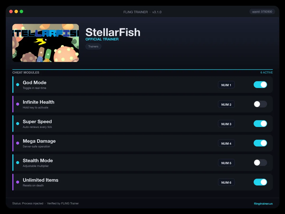 StellarFish Trainer interface