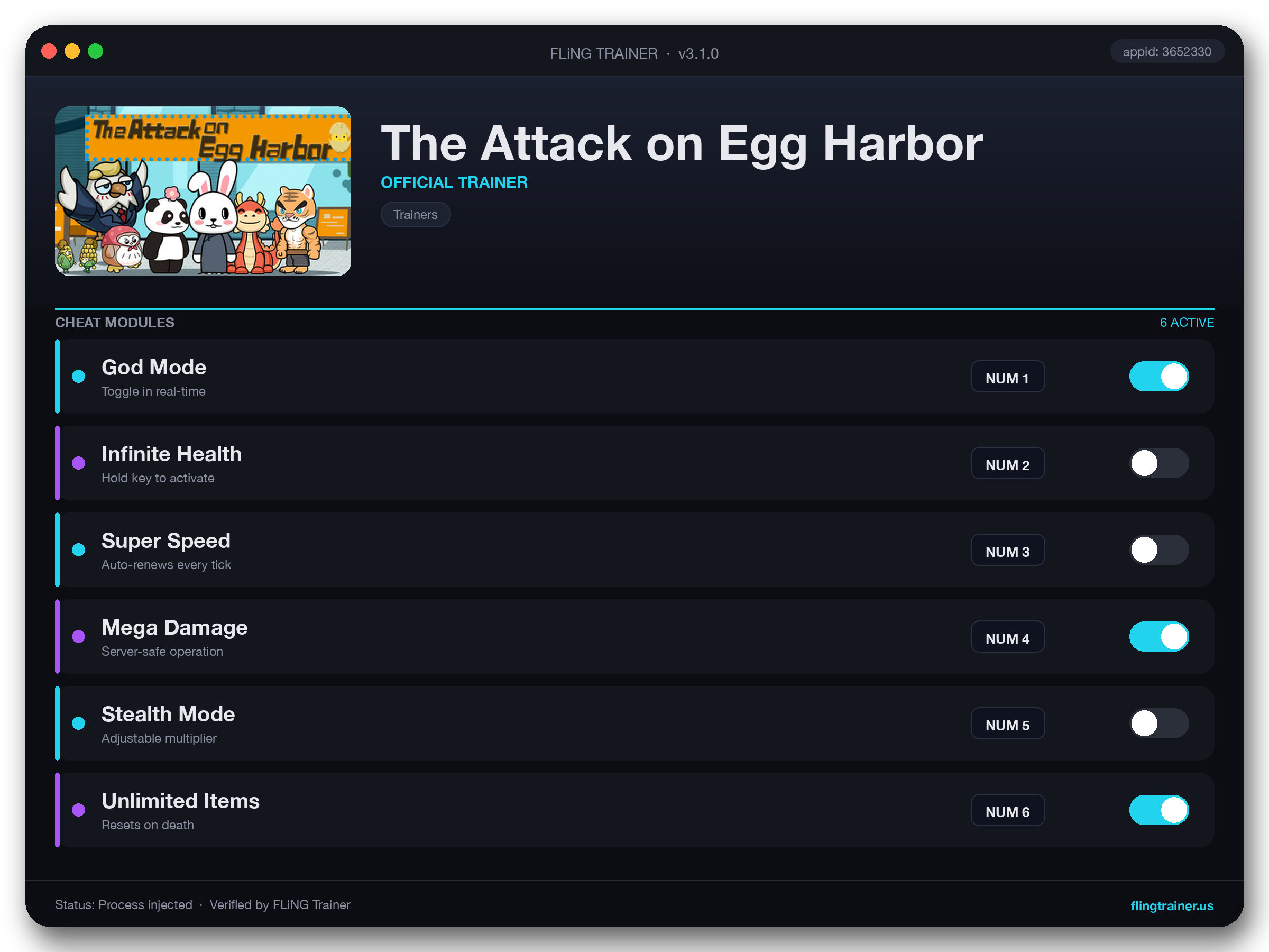 The Attack on Egg Harbor Trainer interface