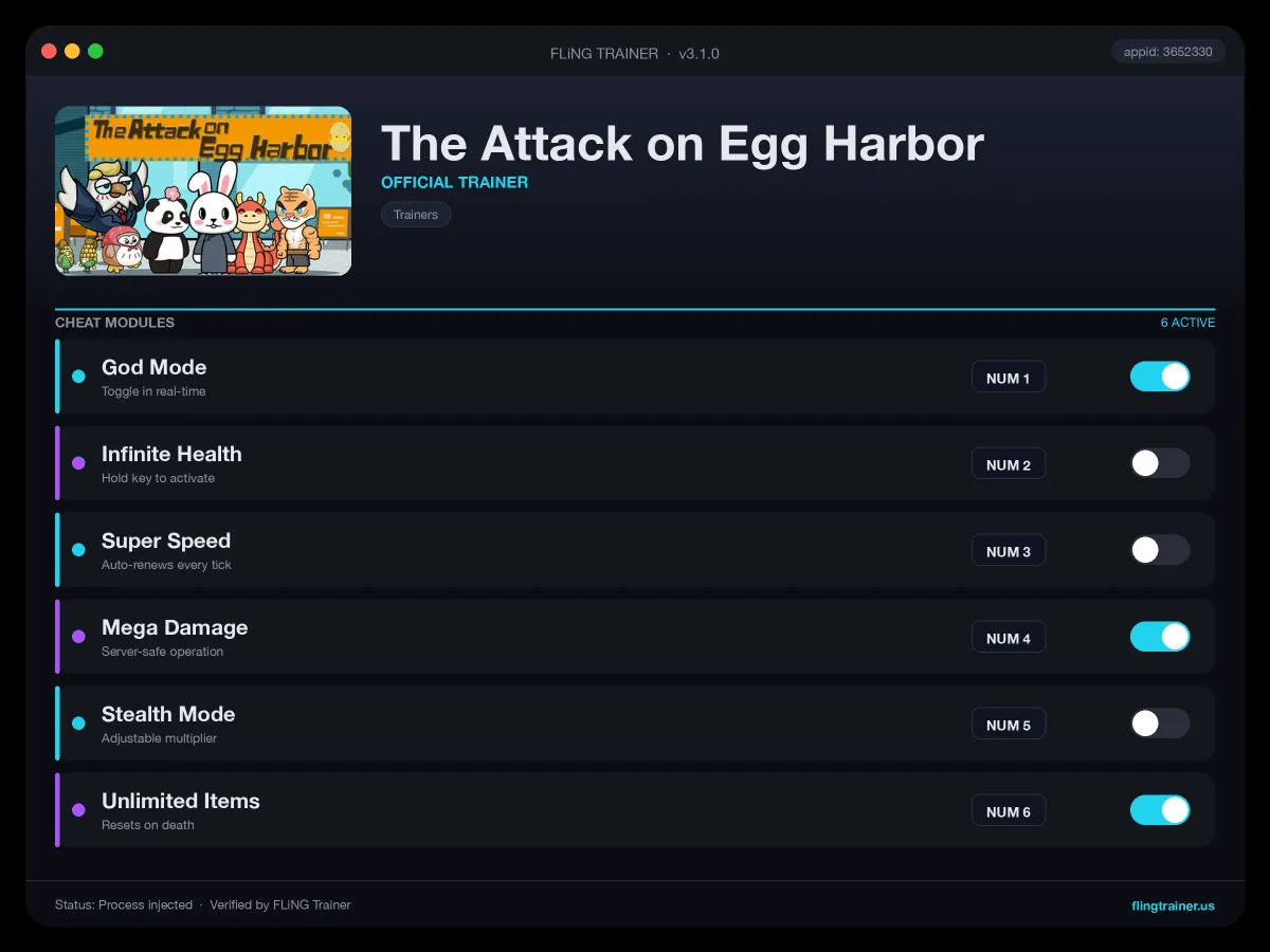 The Attack on Egg Harbor Trainer interface