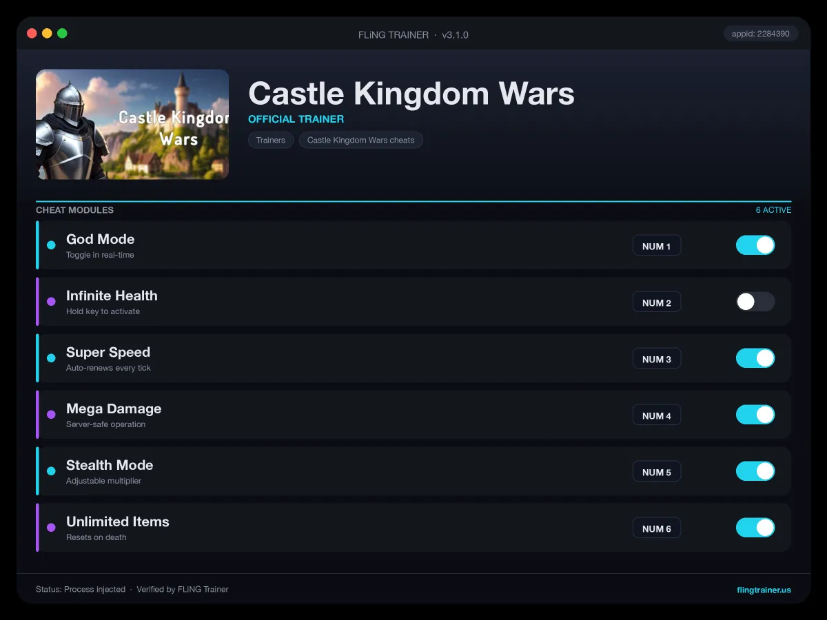 Castle Kingdom Wars Trainer interface