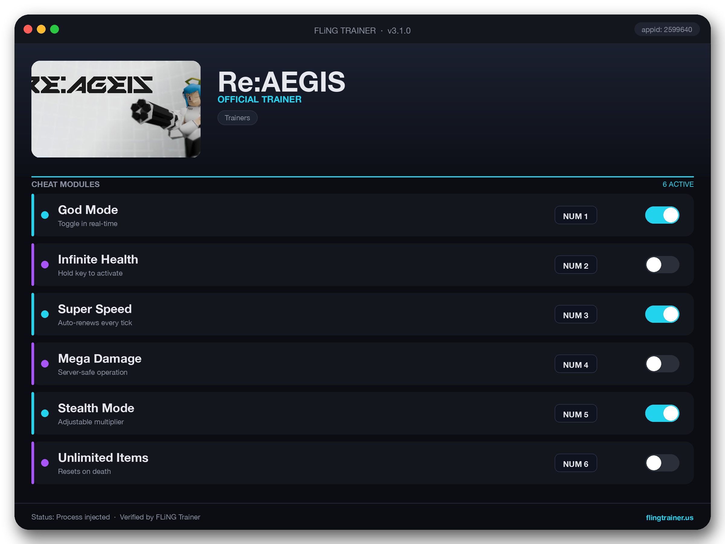 Re:AEGIS Trainer interface