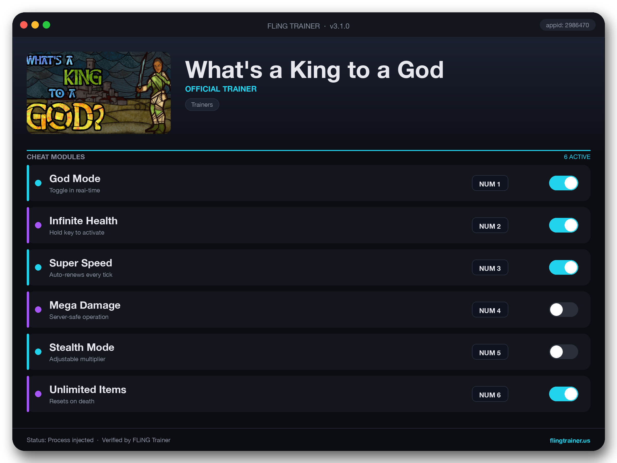 What's a King to a God Trainer interface