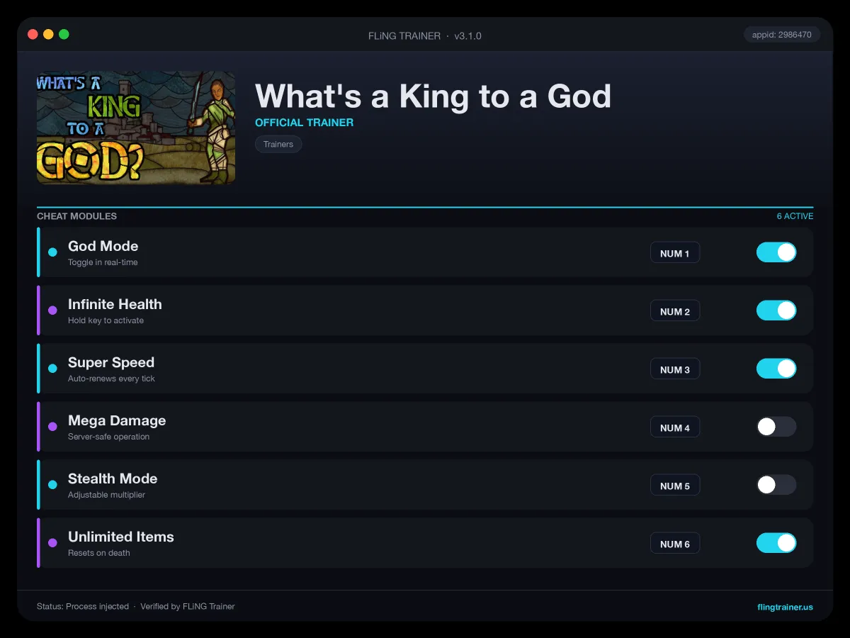 What's a King to a God Trainer interface
