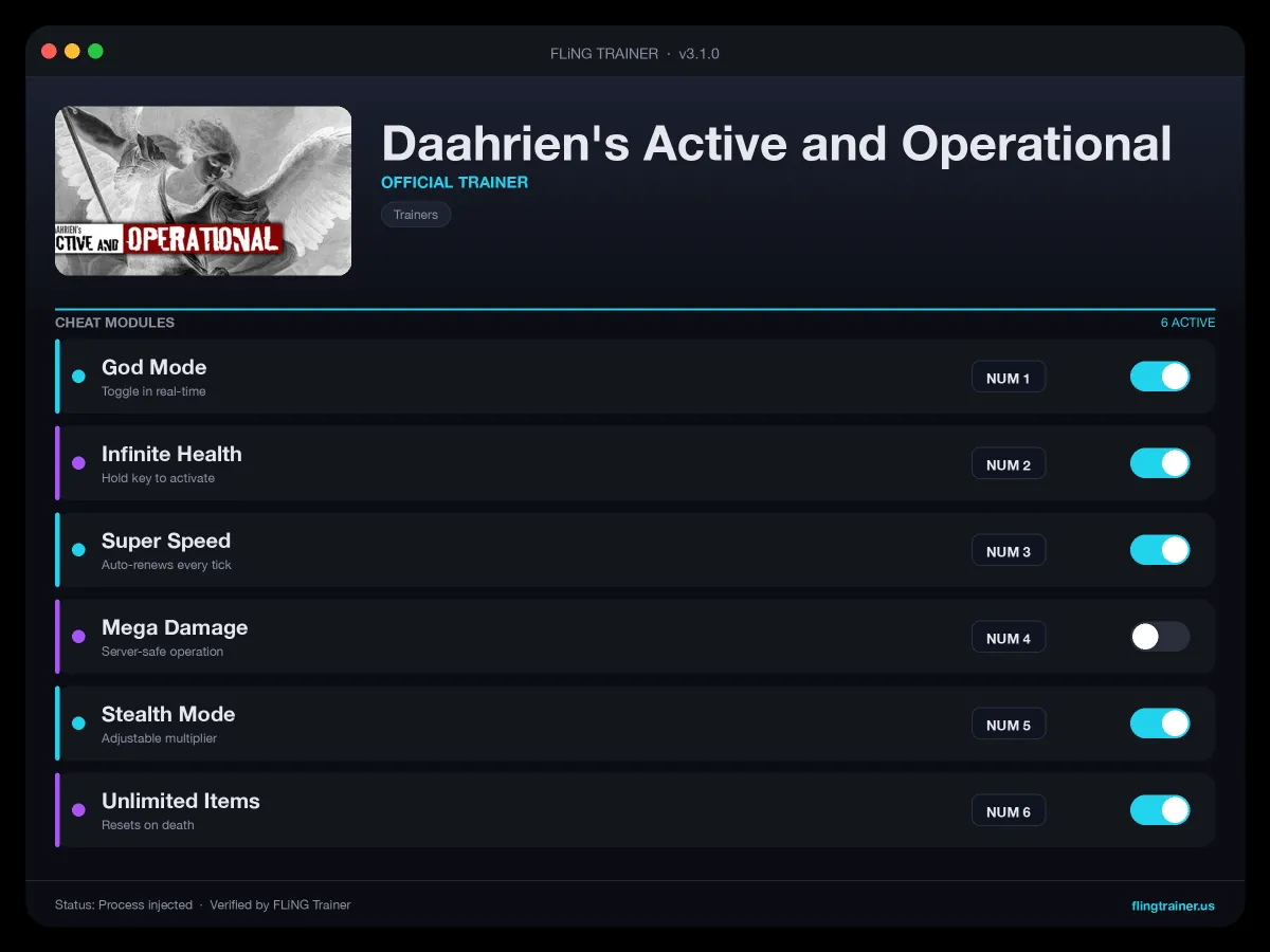 Daahrien's Active and Operational Trainer interface