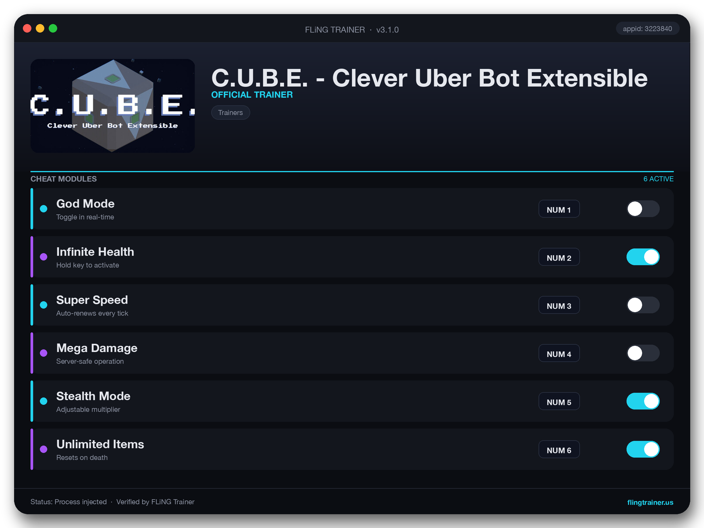 C.U.B.E. - Clever Uber Bot Extensible Trainer interface