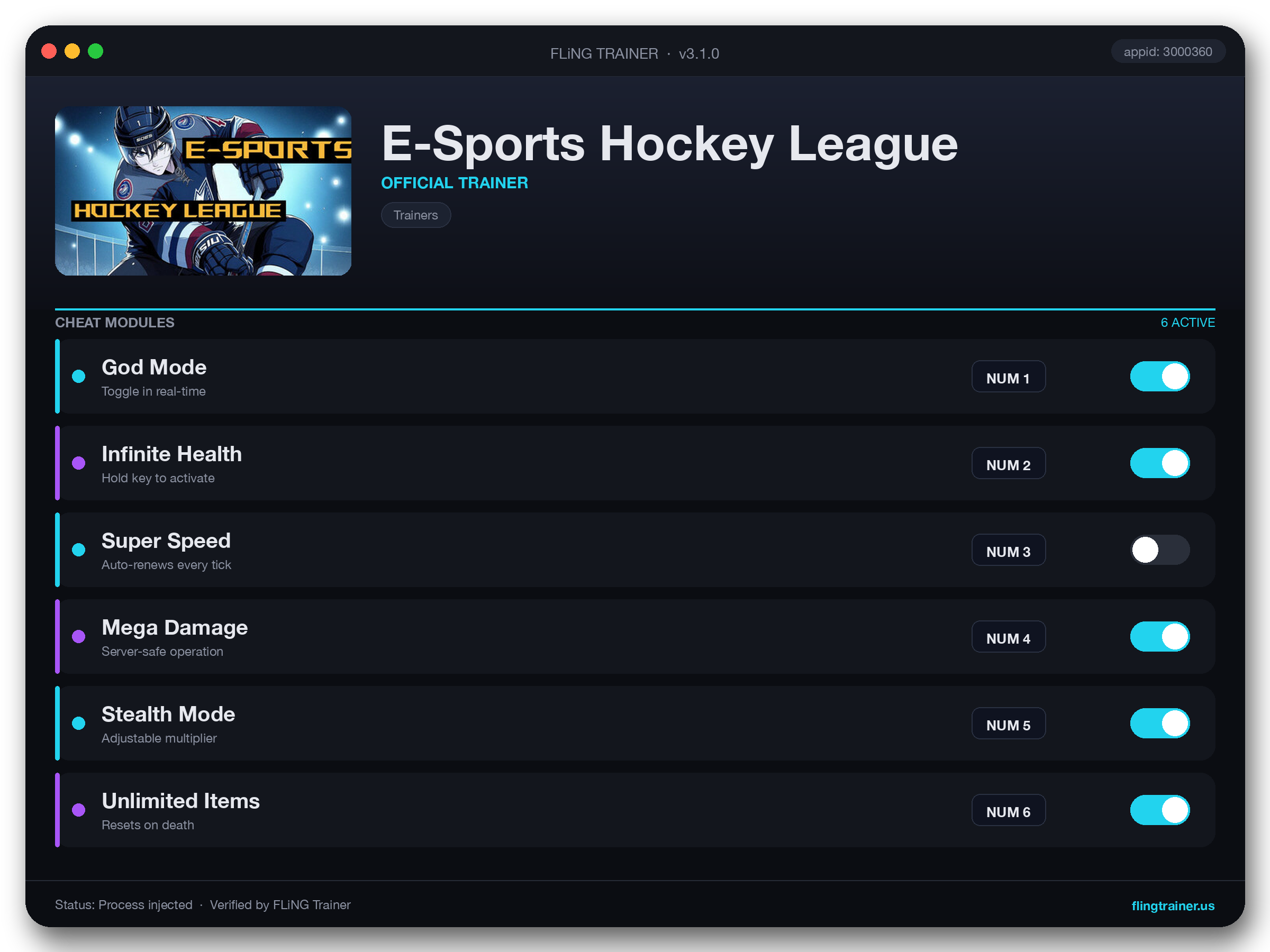 E-Sports Hockey League Trainer interface