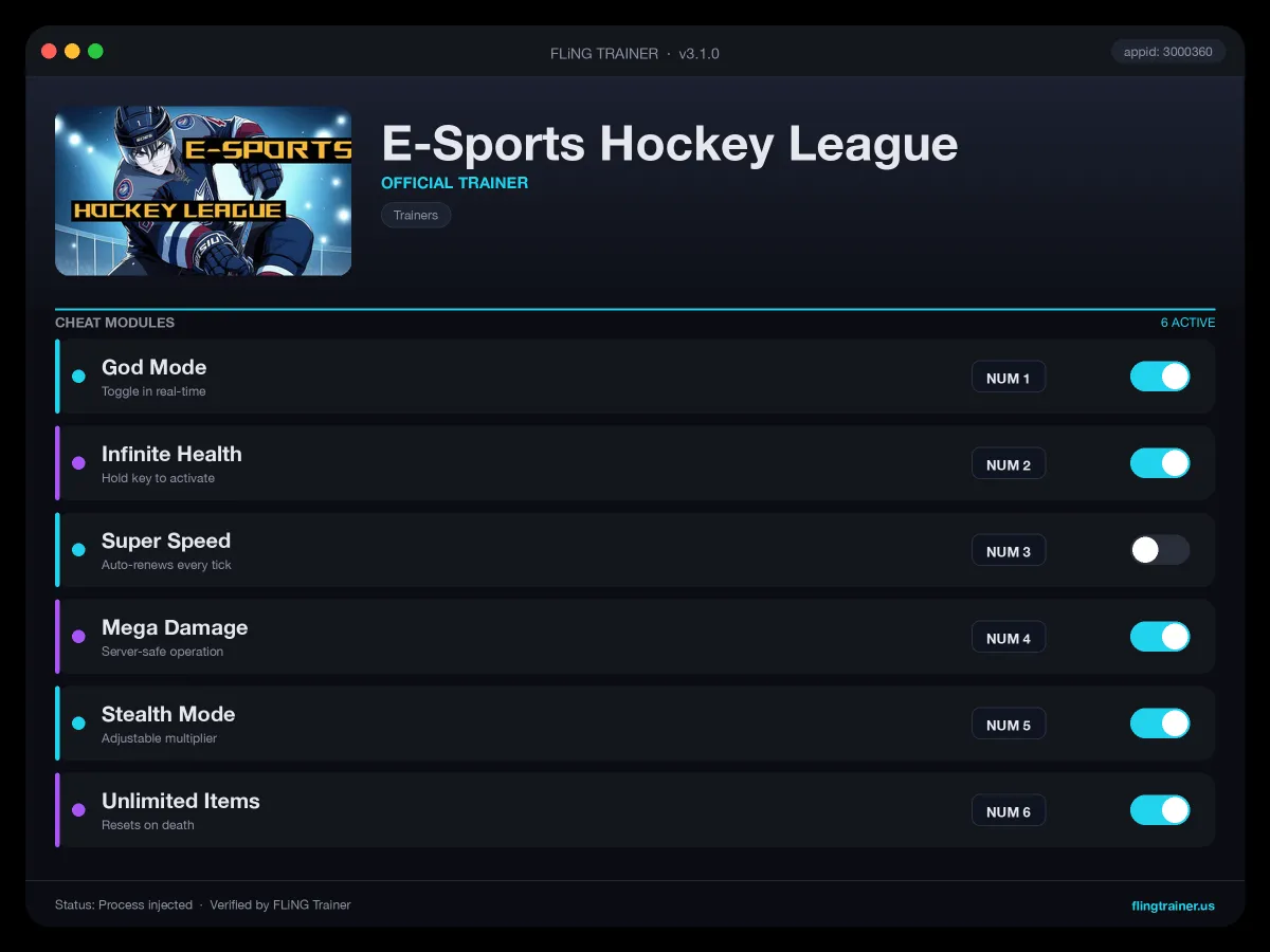E-Sports Hockey League Trainer interface