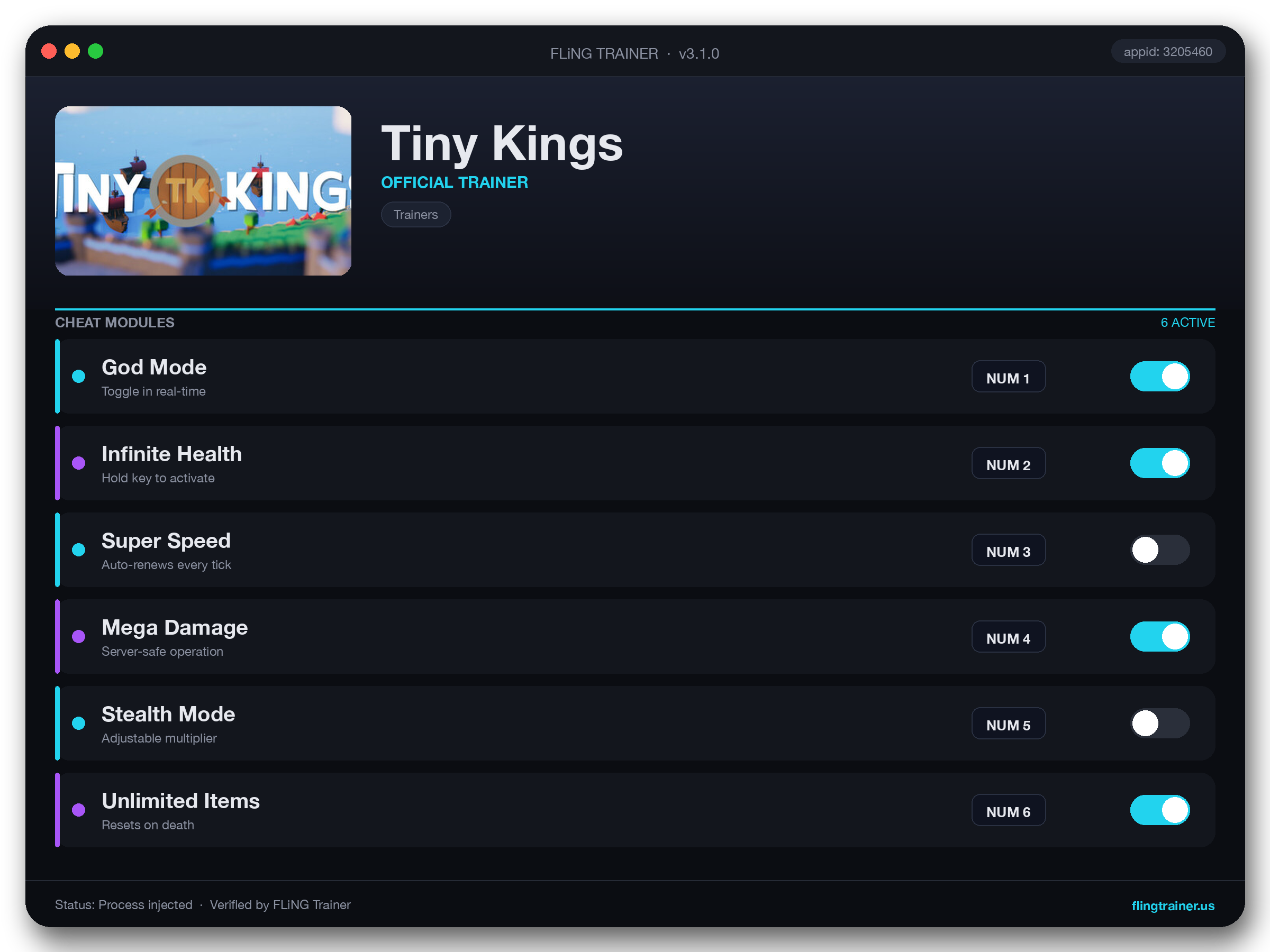 Tiny Kings Trainer interface