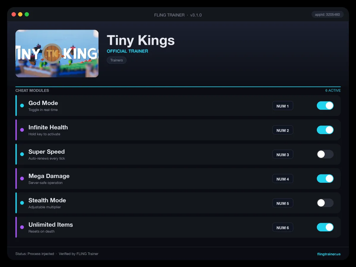 Tiny Kings Trainer interface