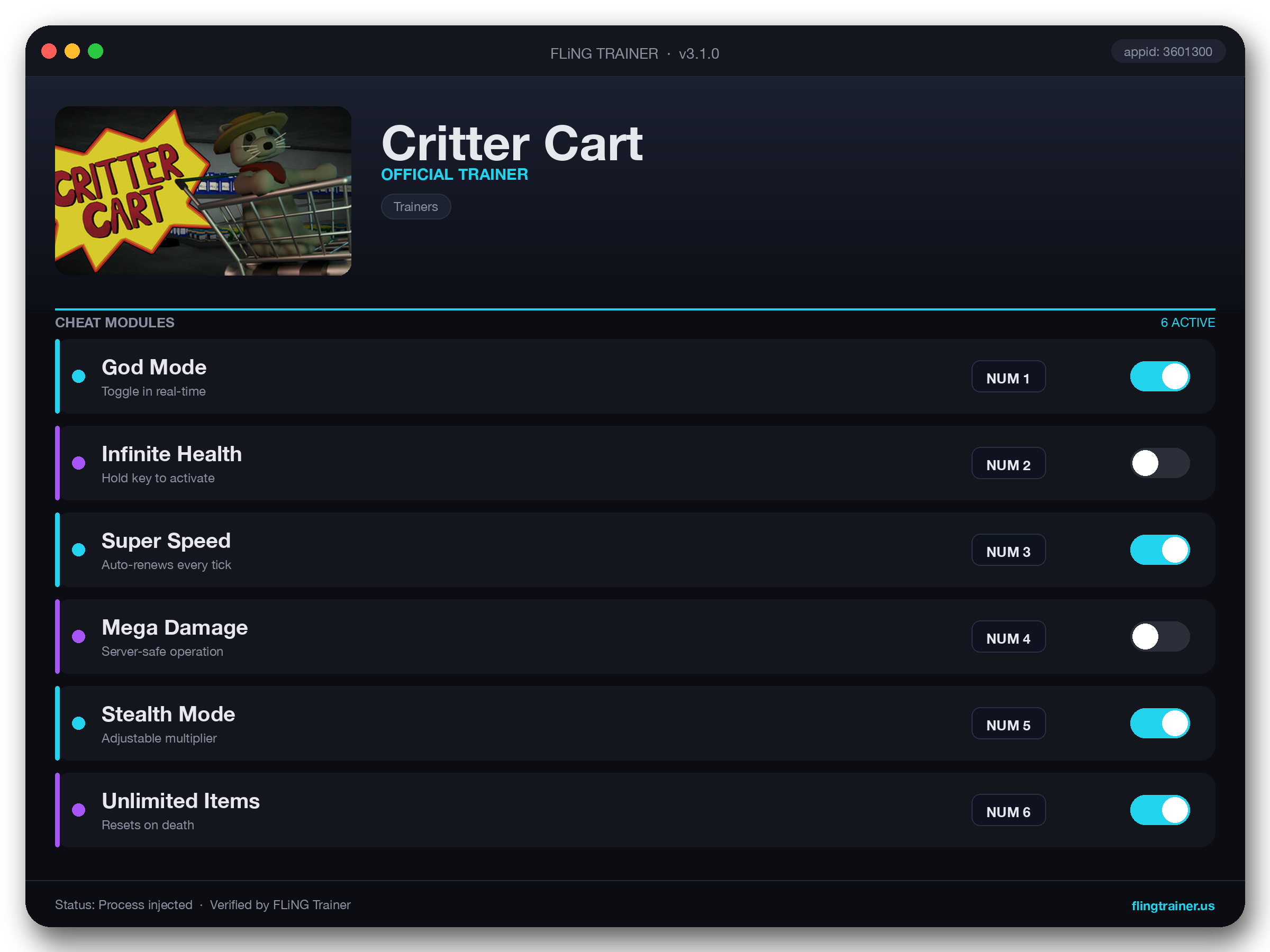 Critter Cart Trainer interface