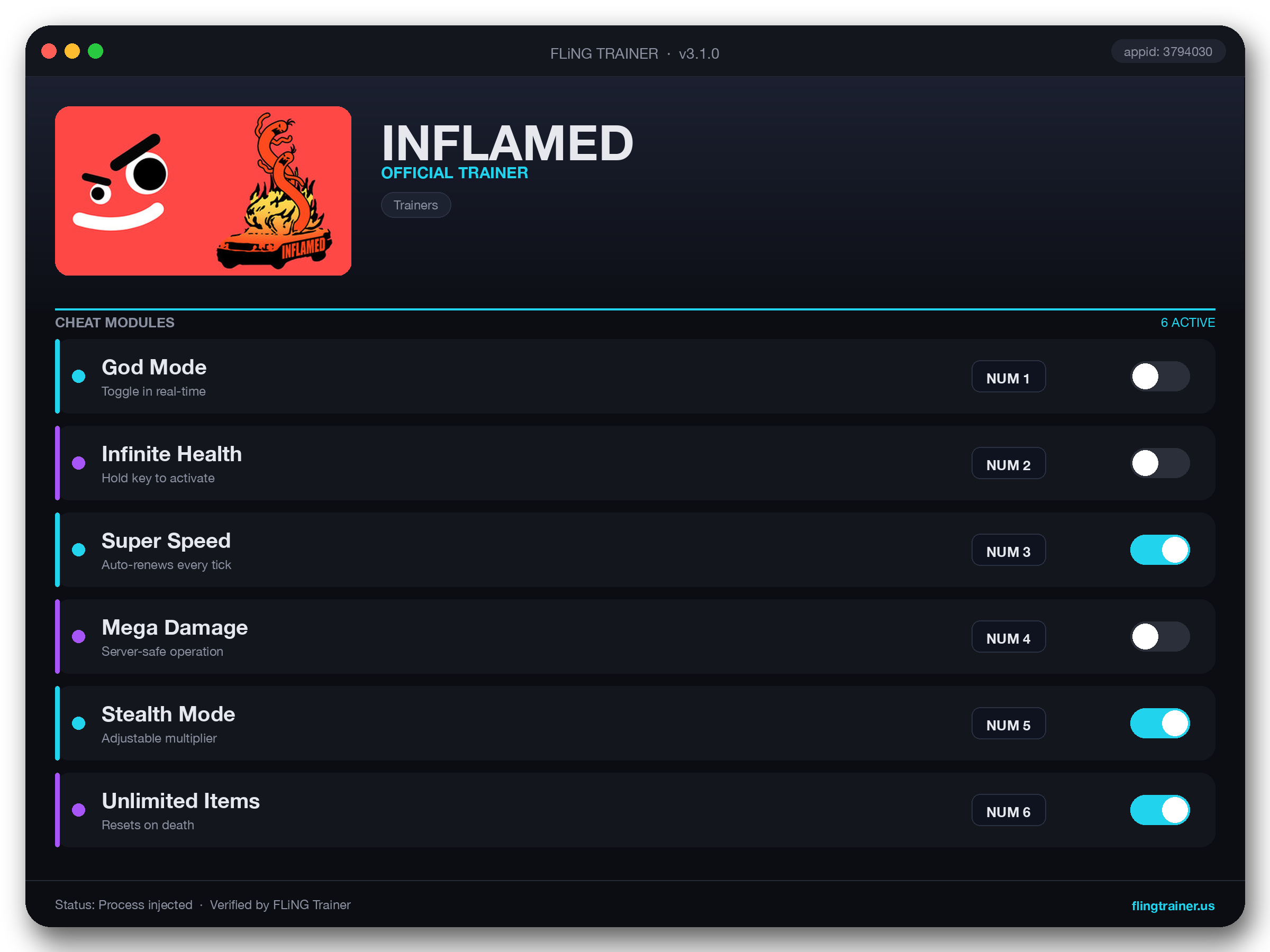 INFLAMED Trainer interface