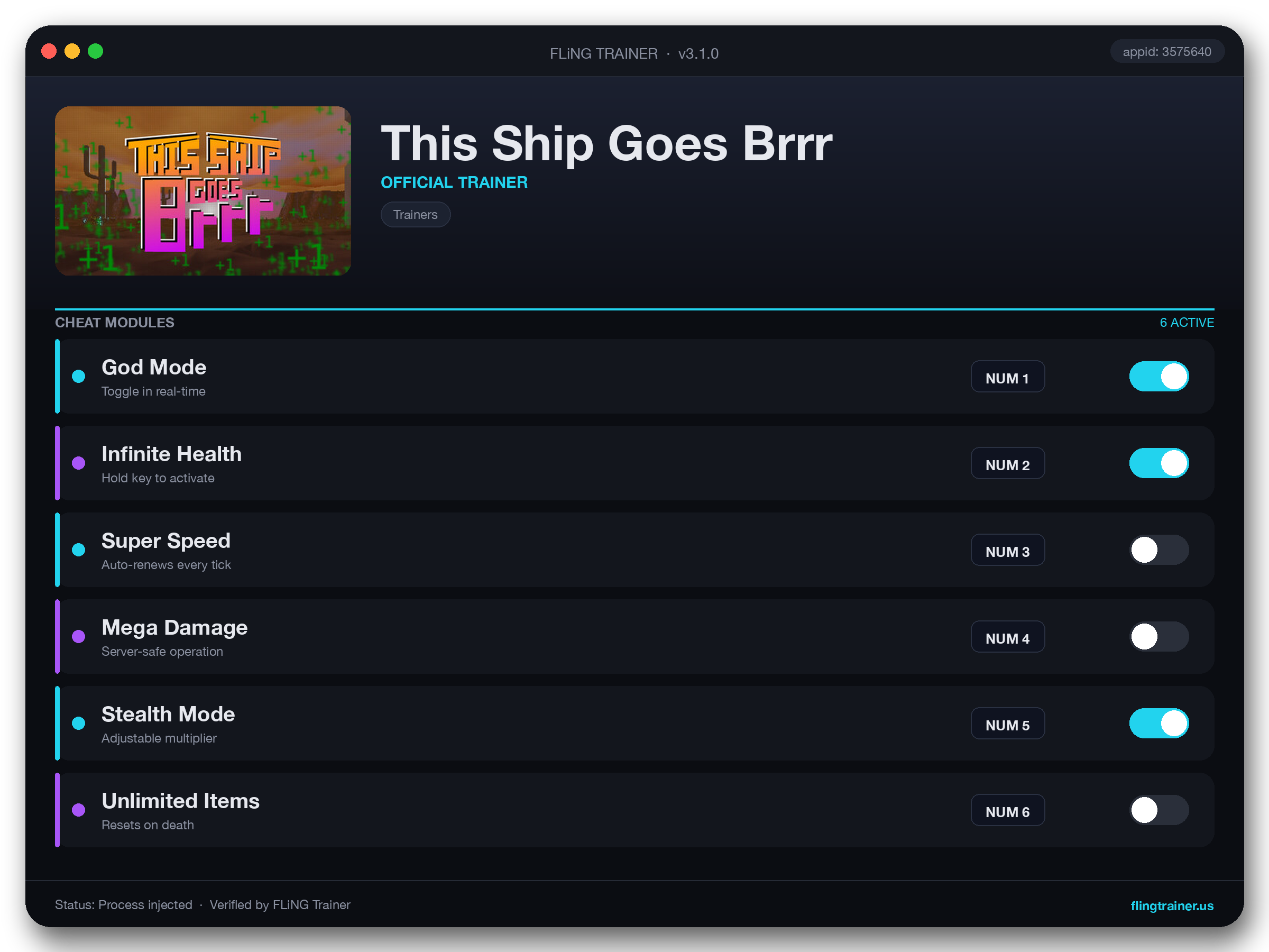 This Ship Goes Brrr Trainer interface