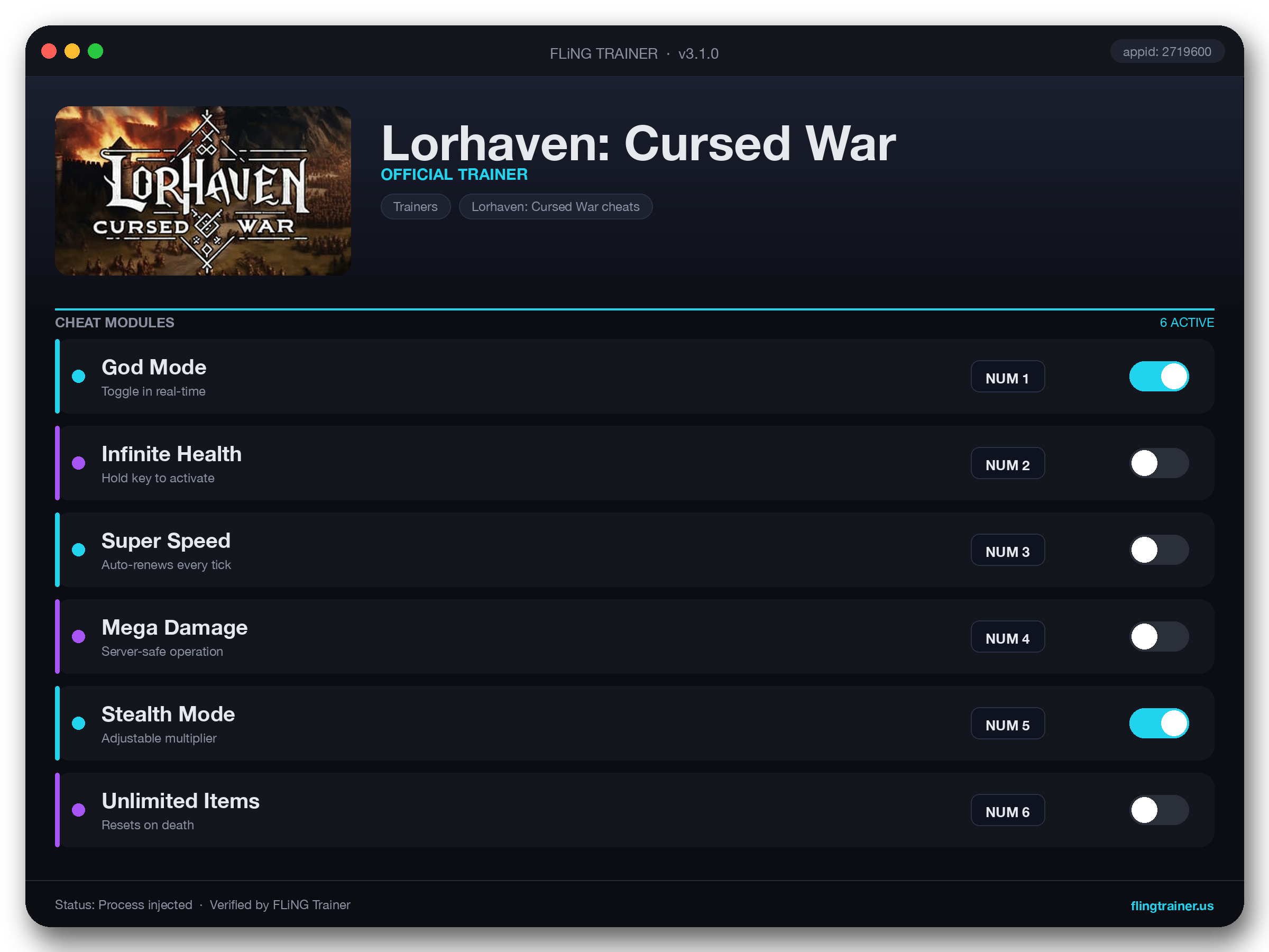 Lorhaven: Cursed War Trainer interface