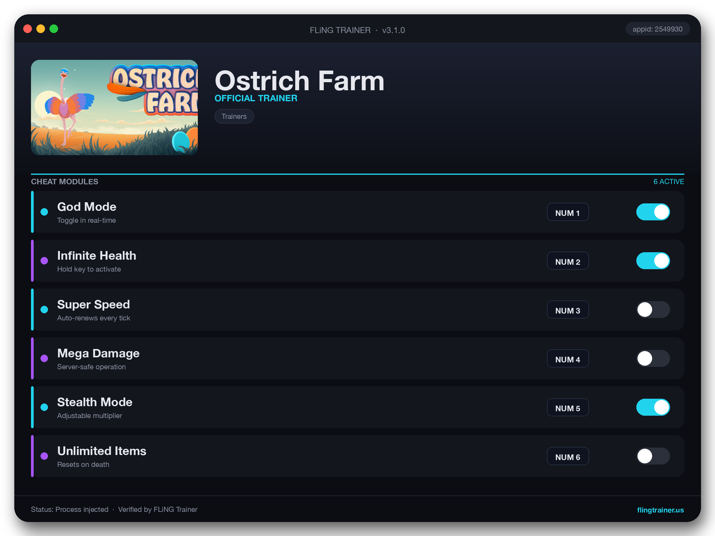 Ostrich Farm Trainer interface