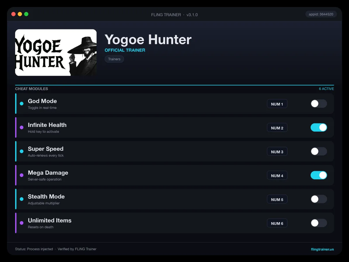 Yogoe Hunter Trainer interface