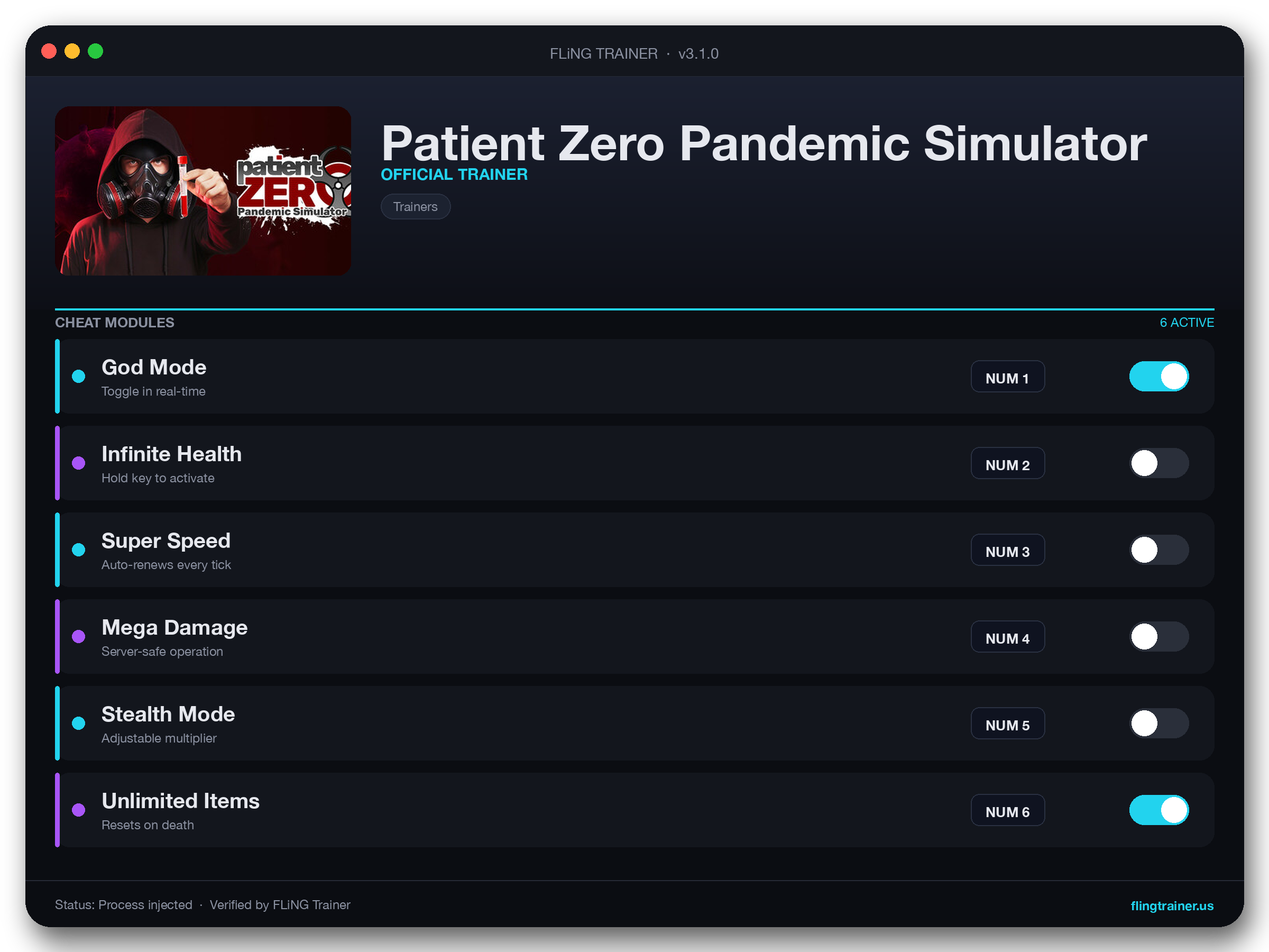 Patient Zero Pandemiс Simulator Trainer interface
