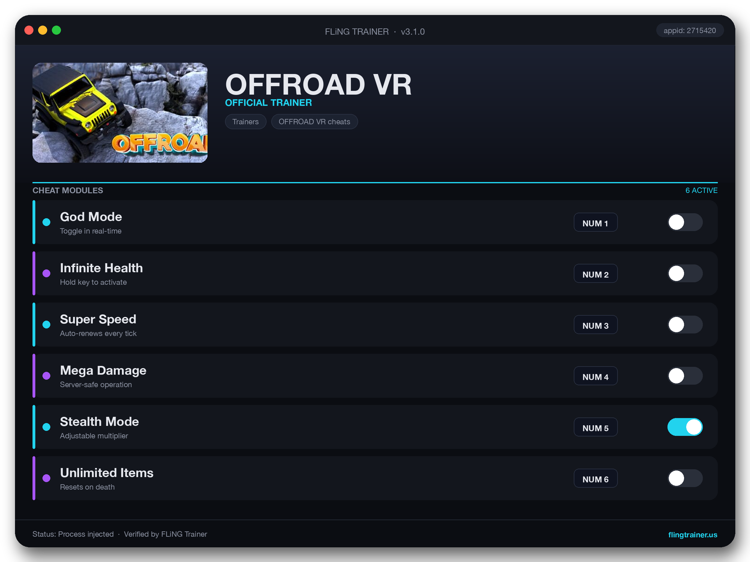 OFFROAD VR Trainer interface