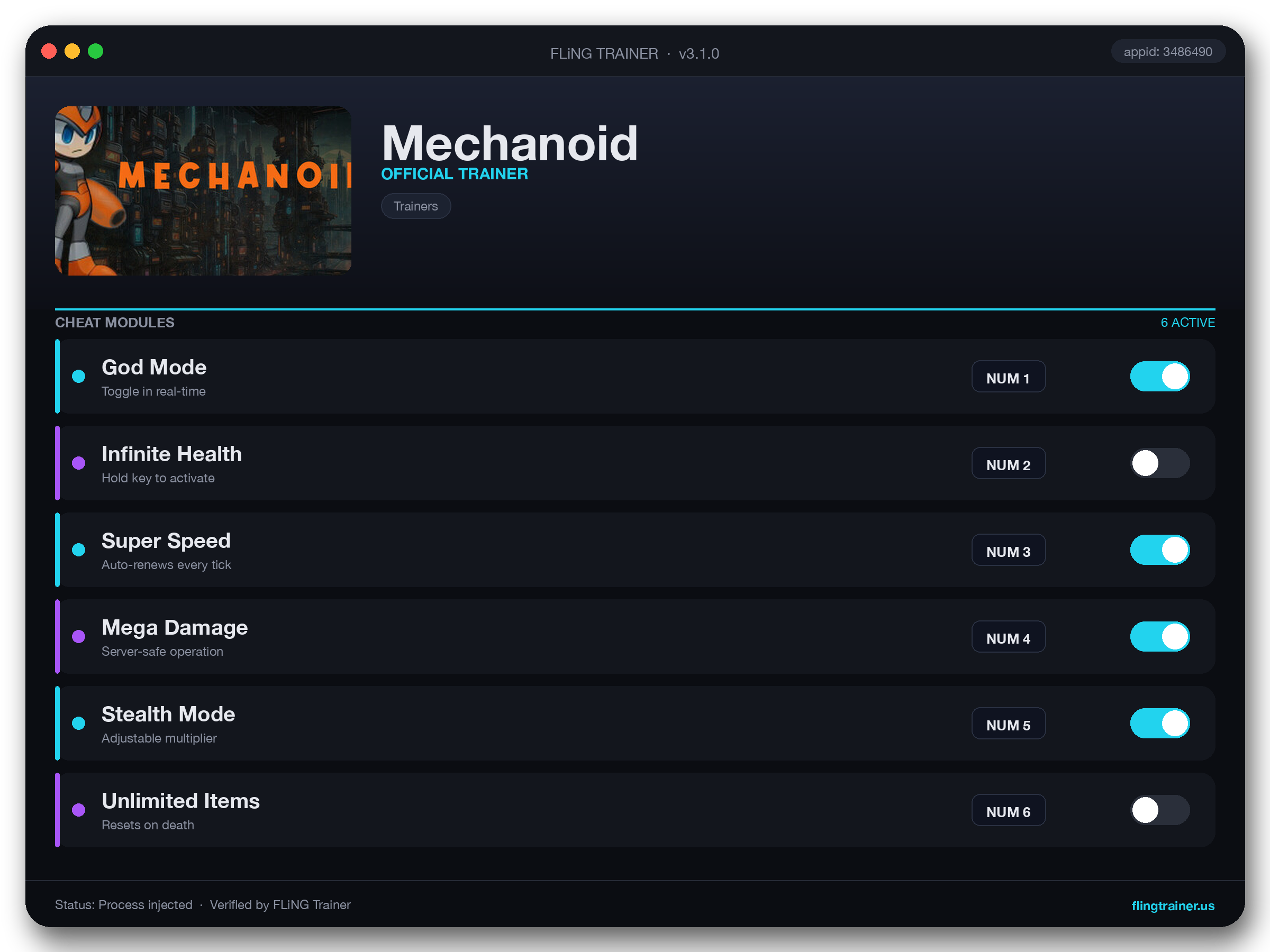 Mechanoid Trainer interface