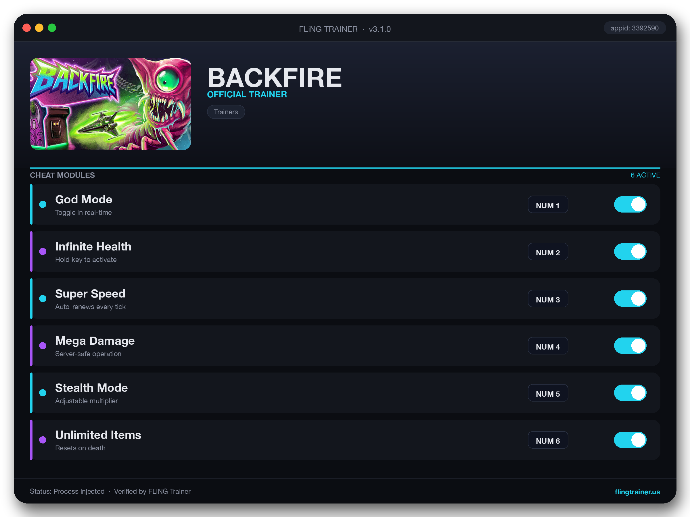 BACKFIRE Trainer interface