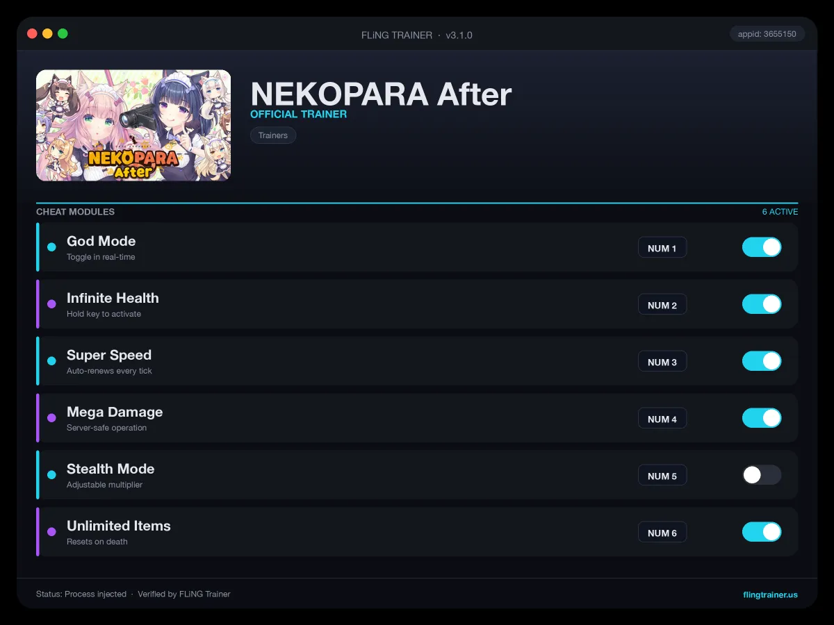 NEKOPARA After Trainer interface