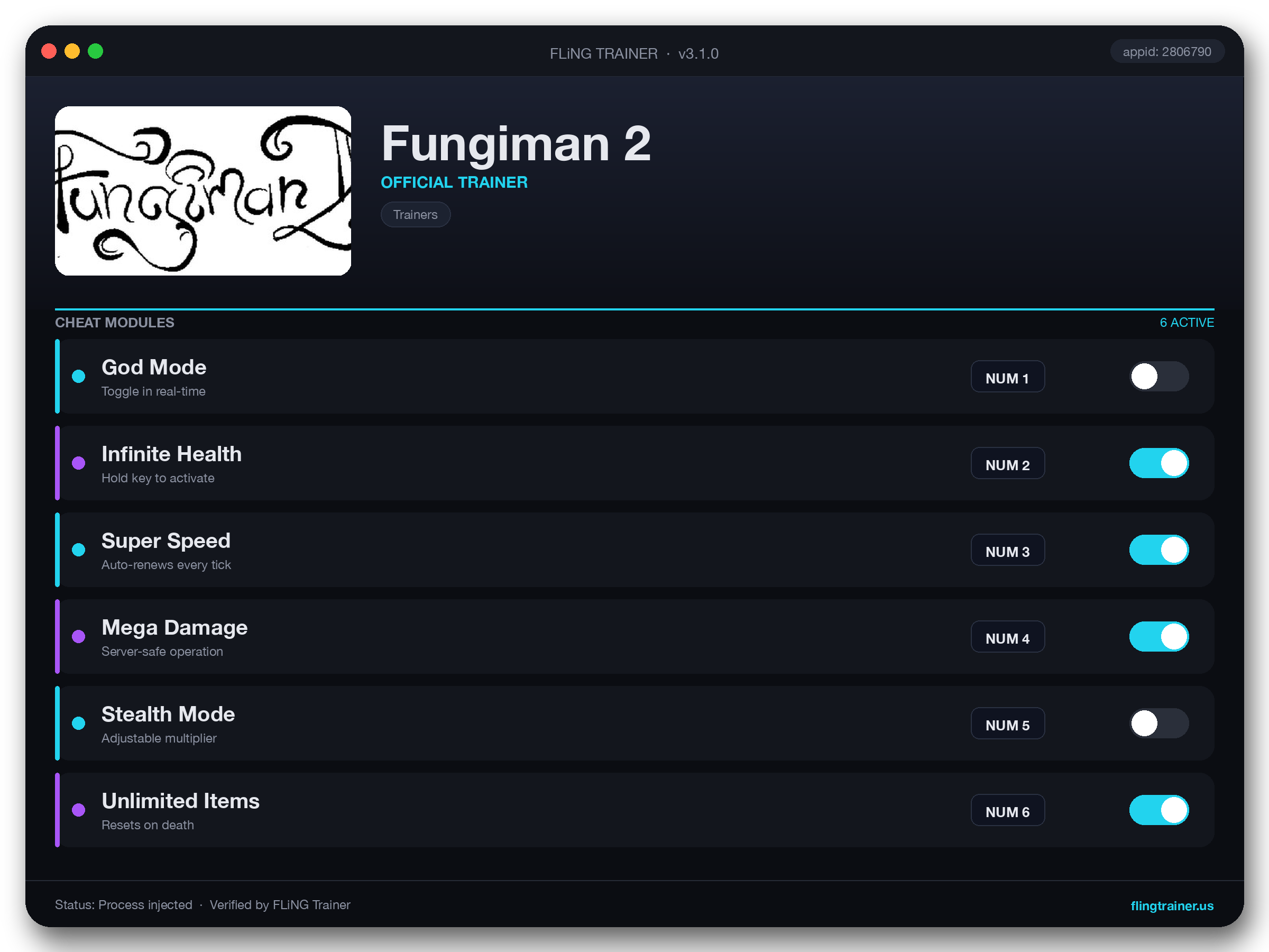 Fungiman 2 Trainer interface