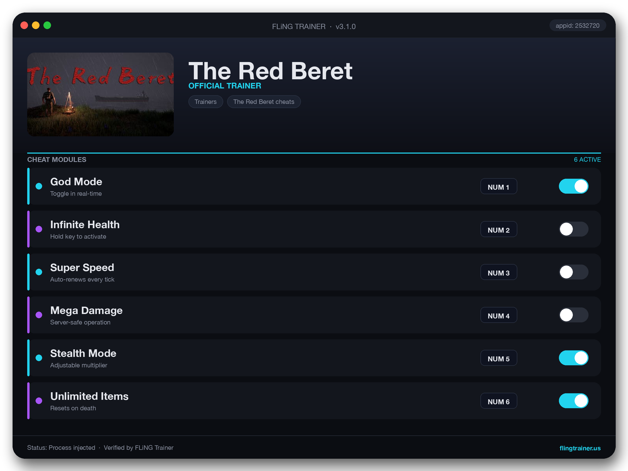 The Red Beret Trainer interface