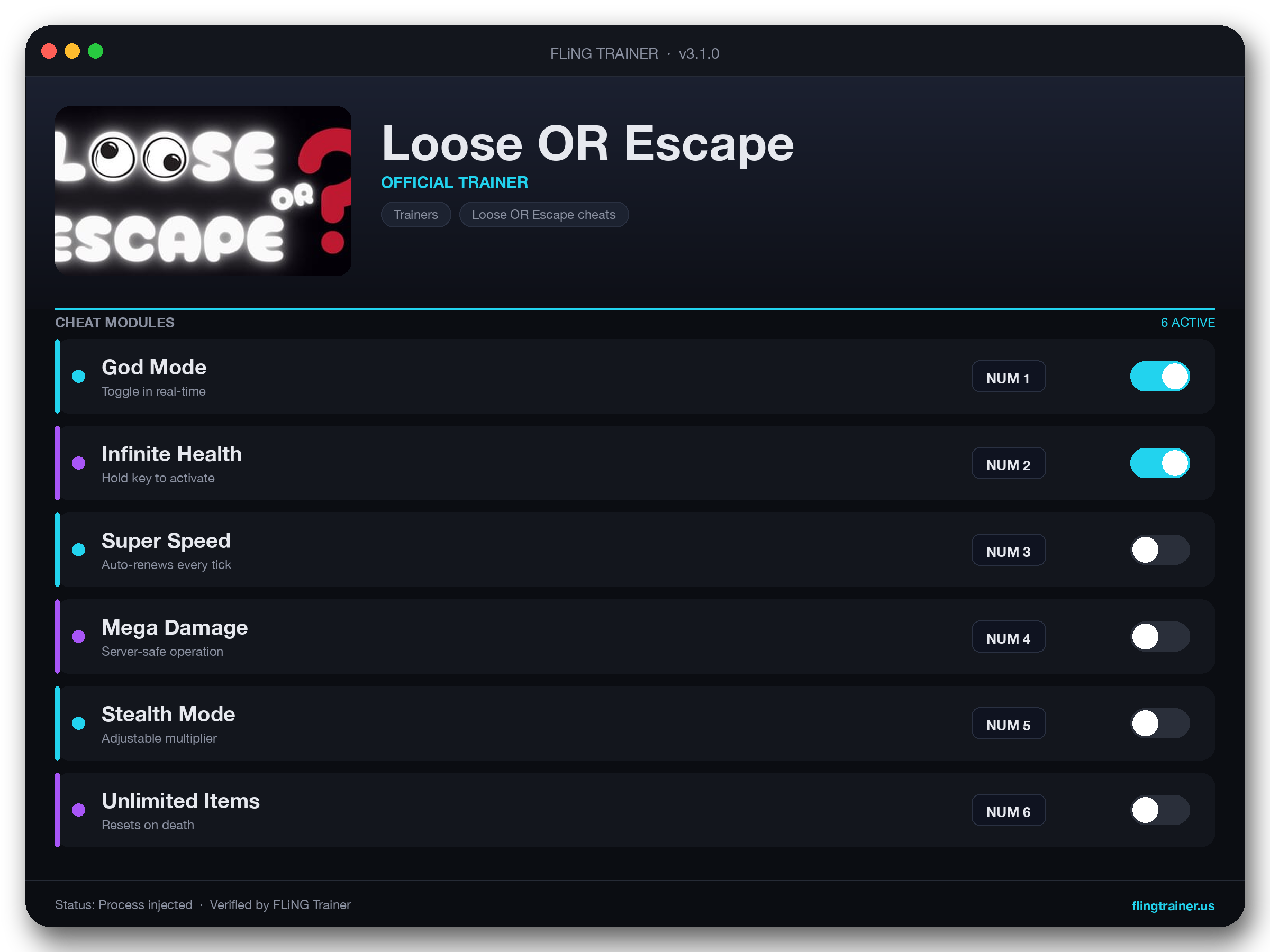 Loose OR Escape Trainer interface