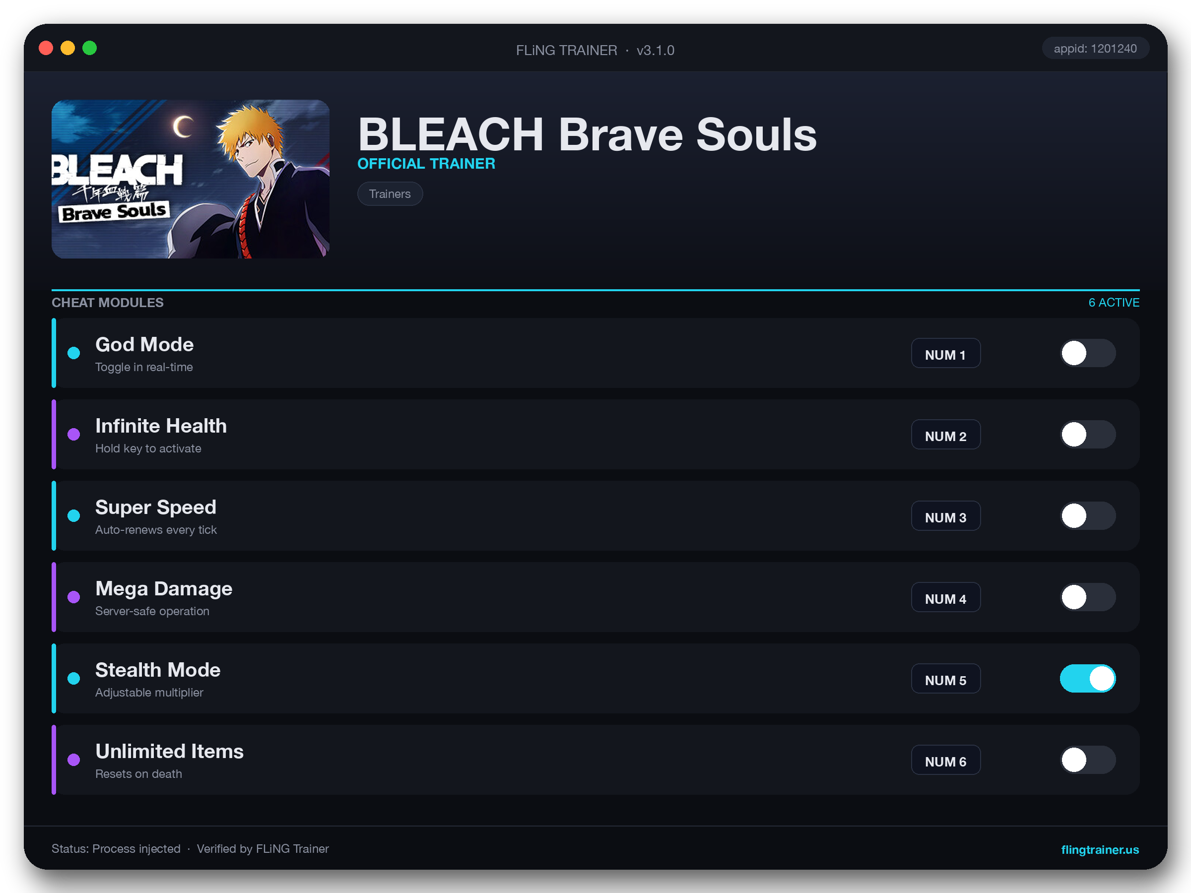 BLEACH Brave Souls Trainer interface