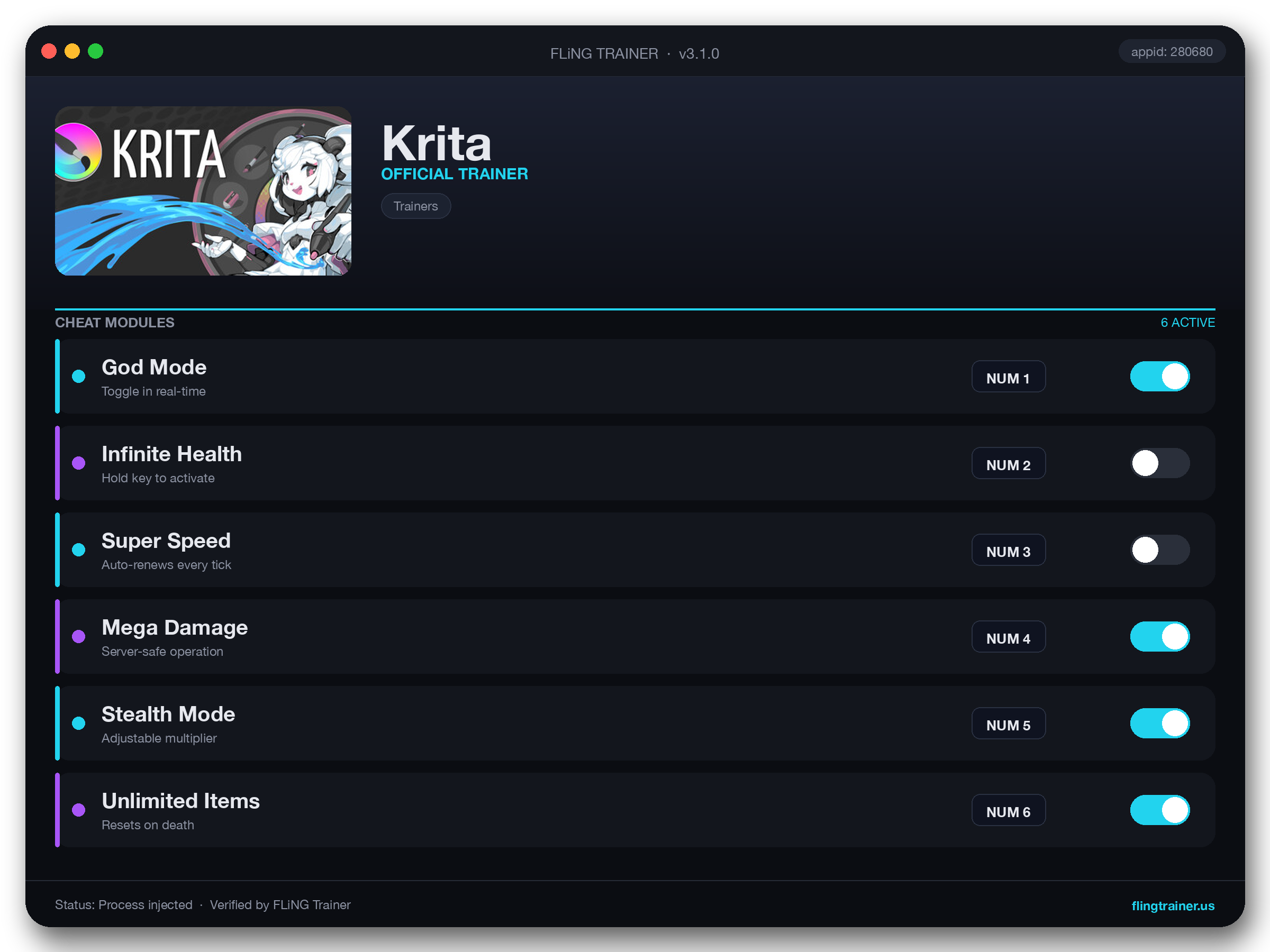 Krita Trainer interface