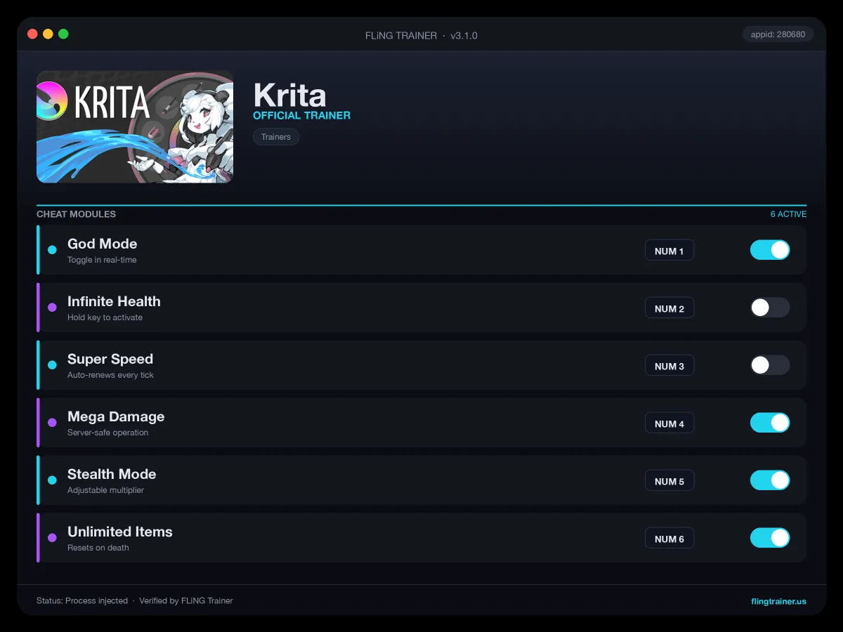 Krita Trainer interface