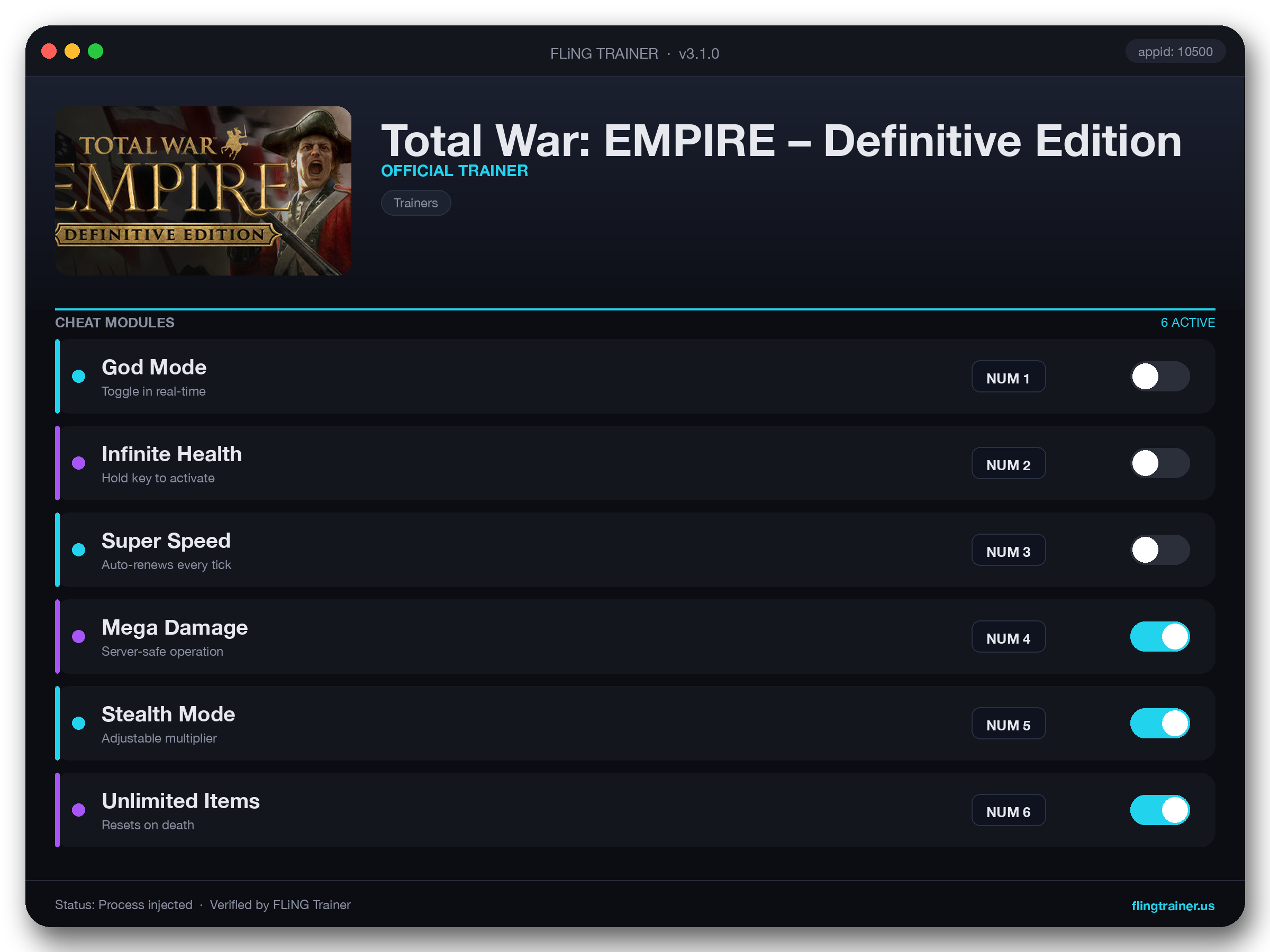 Total War: EMPIRE – Definitive Edition Trainer interface