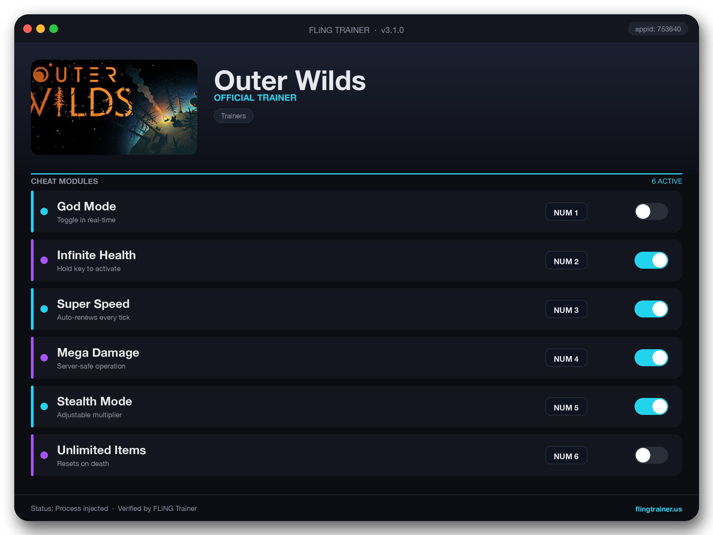 Outer Wilds Trainer interface