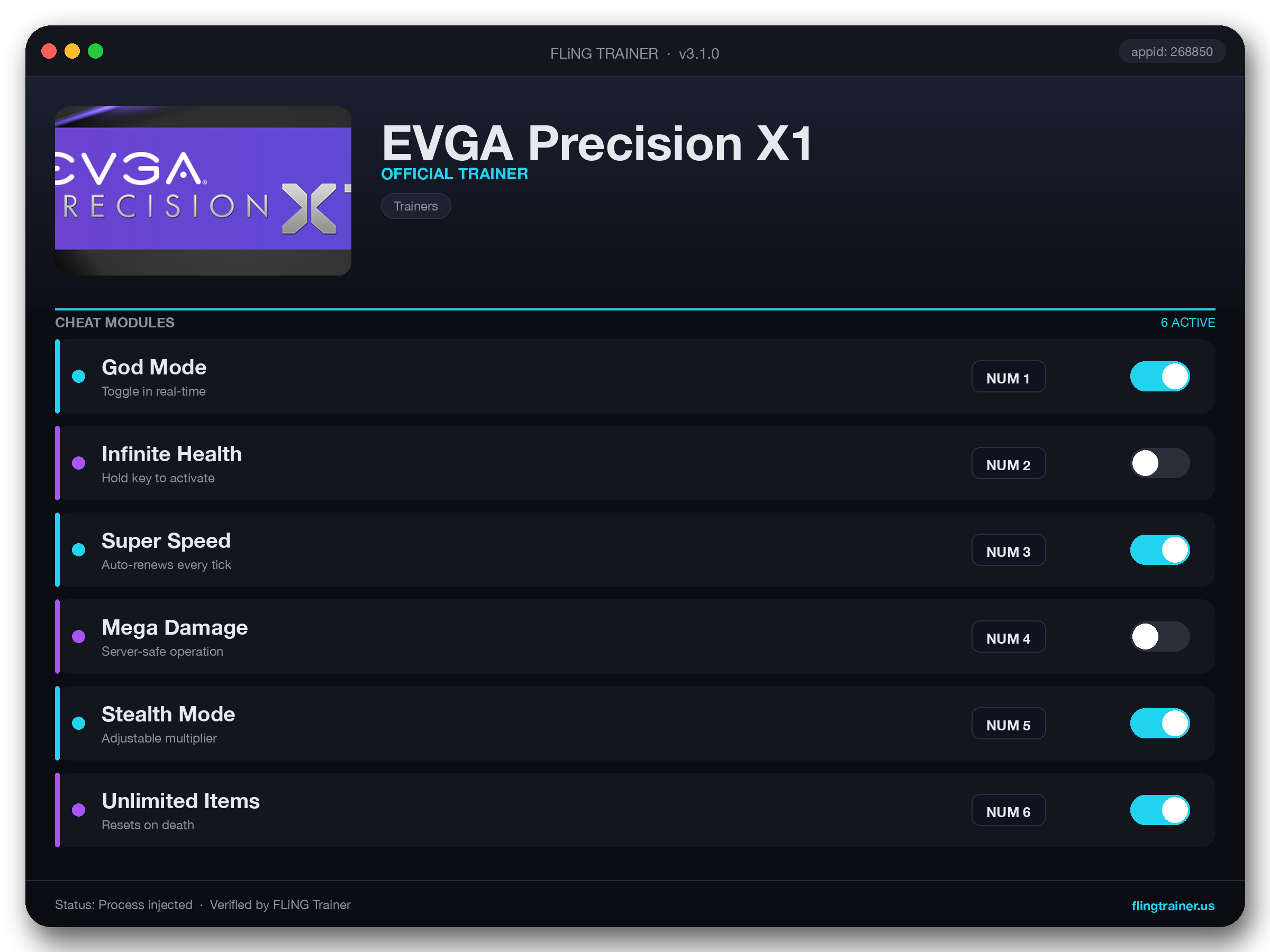 EVGA Precision X1 Trainer interface