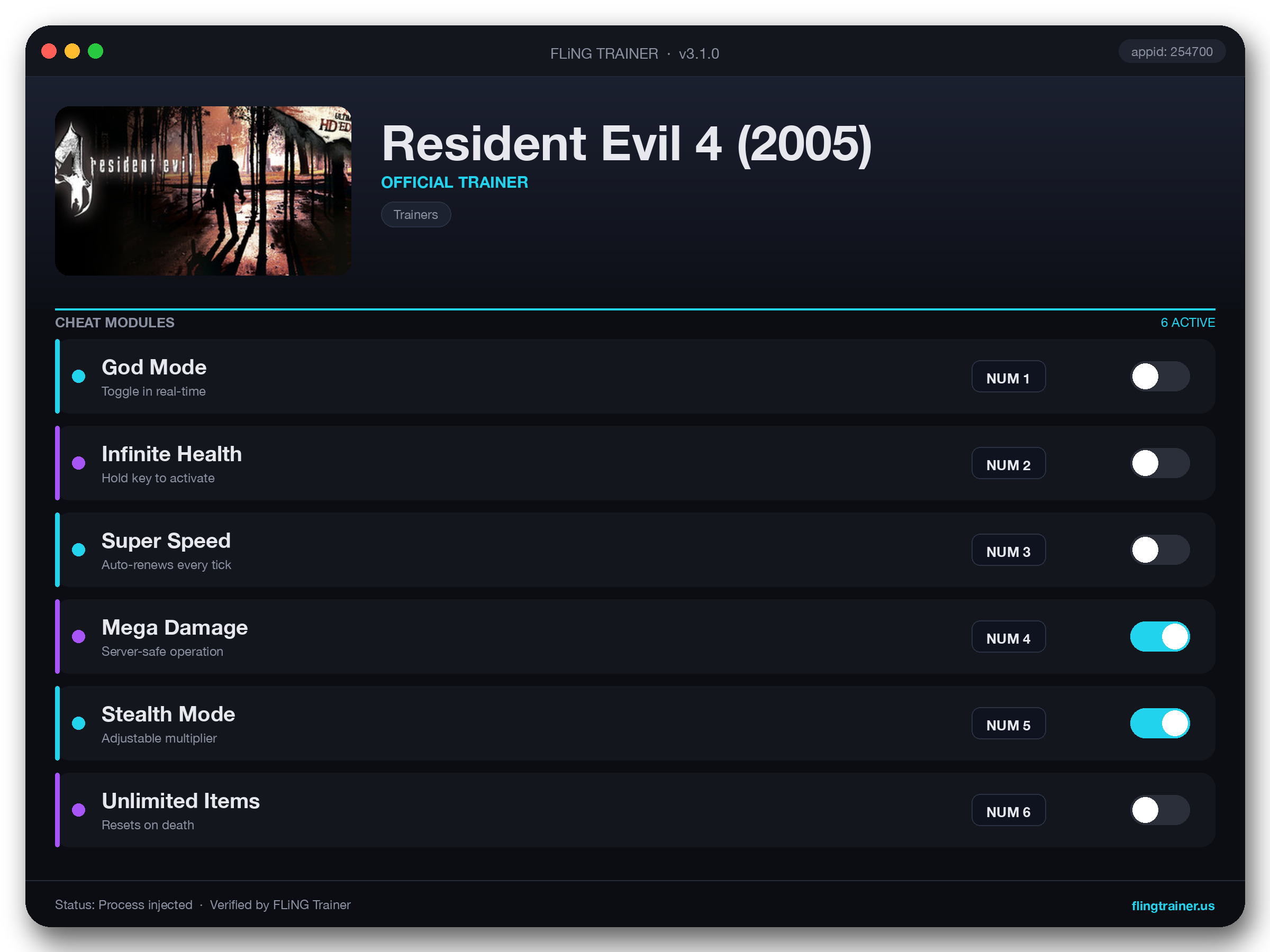 Resident Evil 4 (2005) Trainer interface
