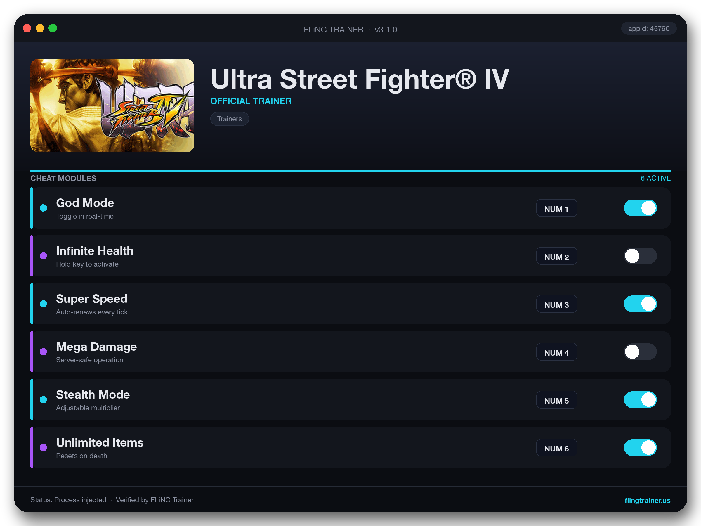 Ultra Street Fighter® IV Trainer interface